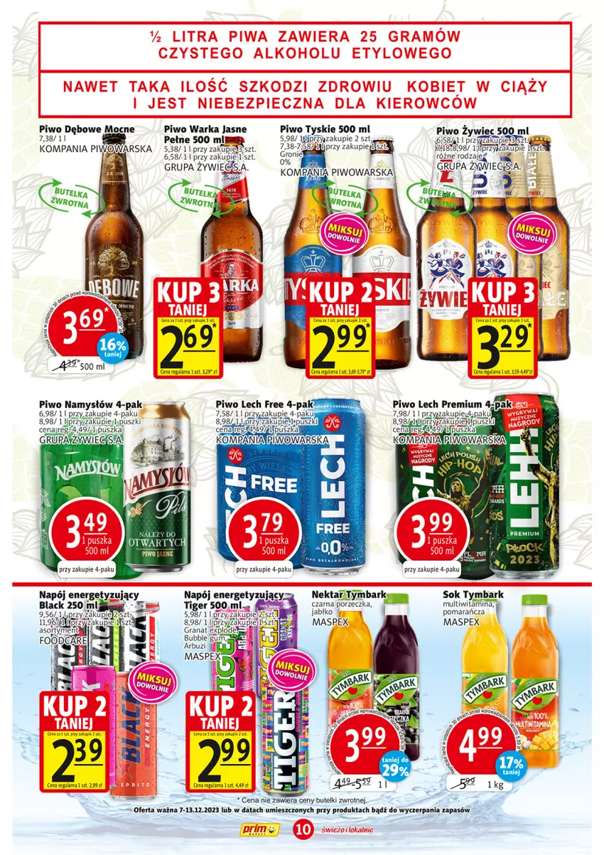 Gazetka promocyjna Prim Market - ważna 07.12 do 13.12.2023 - strona 10 - produkty: Arbuz, Gra, Granat, Lack, LANA, Lech Premium, Miecz, Namysłów, Napój, Nektar, Piwo, Por, Sok, Tiger, Tymbark, Tyskie, Warka