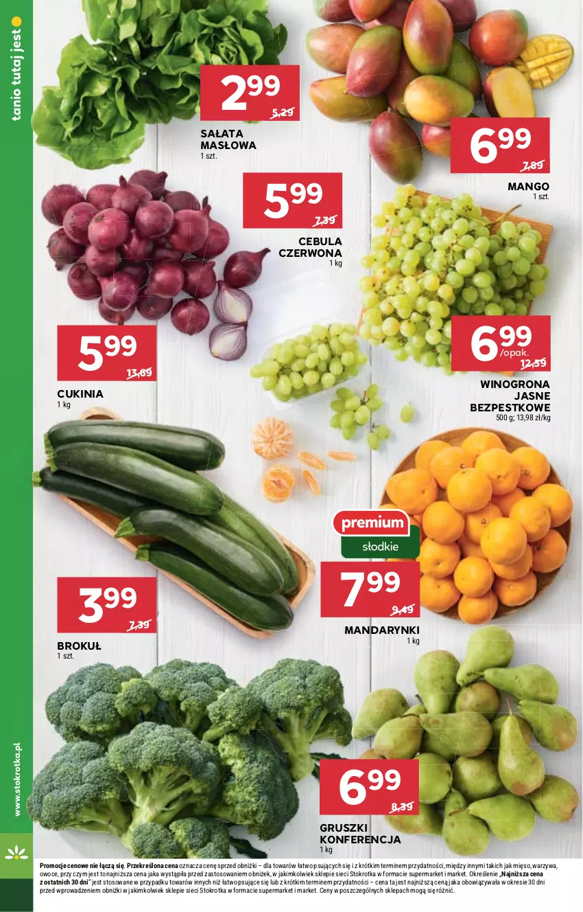 Gazetka promocyjna Stokrotka - Market - ważna 11.04 do 17.04.2024 - strona 8 - produkty: Cebula, Cebula czerwona, Gruszki, Mandarynki, Mango, Masło, Mięso, Owoce, Sałat, Sałata masłowa, Warzywa, Wino, Winogrona