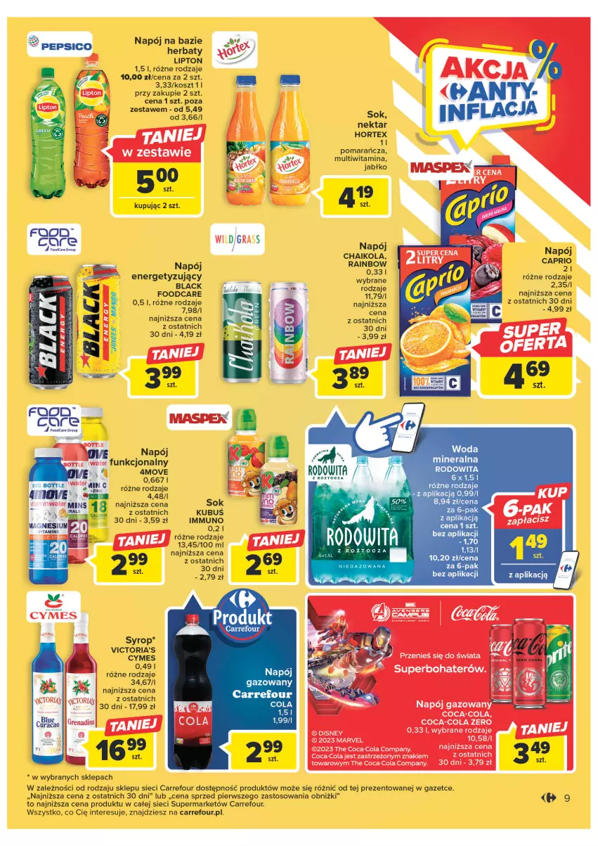 Gazetka promocyjna Carrefour - Gazetka Market - ważna 07.03 do 18.03.2023 - strona 11 - produkty: Gra, Hortex, Kosz, Kubuś, Lack, Lipton, Napój, Nektar, Pepsi, Sok, Syrop, Woda, Woda mineralna