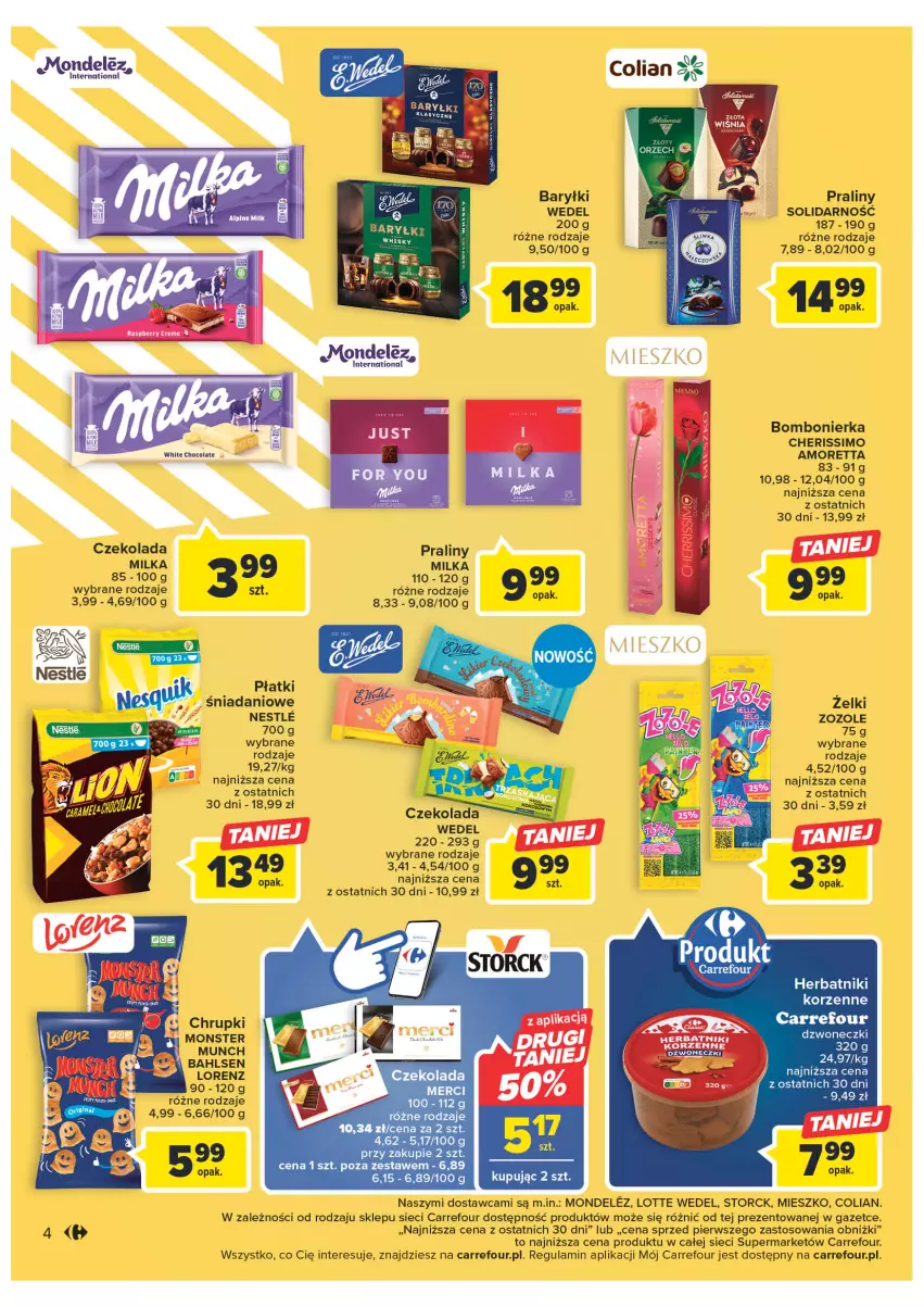 Gazetka promocyjna Carrefour - Gazetka Market - ważna 07.03 do 18.03.2023 - strona 6 - produkty: Baryłki, Chrupki, Czekolada, Danio, Lorenz, Merci, Milka, Monster Munch, Praliny