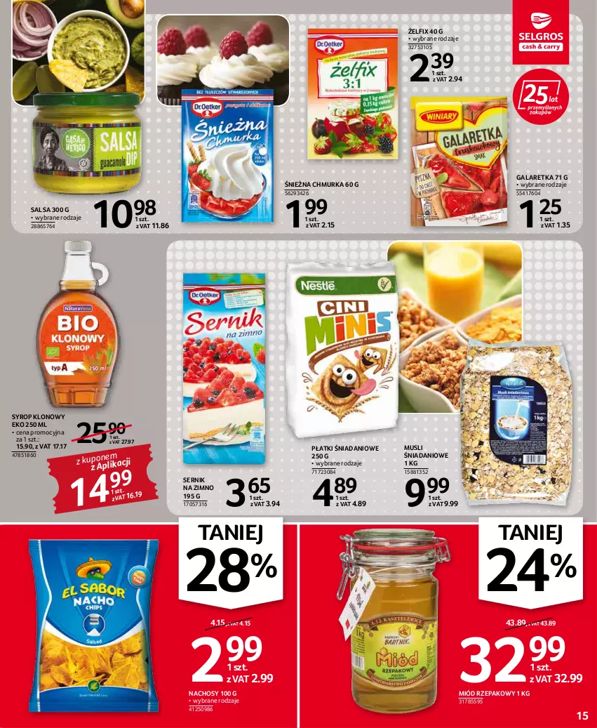 Gazetka promocyjna Selgros - Oferta spożywcza - ważna 05.05 do 18.05.2022 - strona 15 - produkty: Danio, Gala, Galaretka, Miód, Mus, Salsa, Ser, Syrop