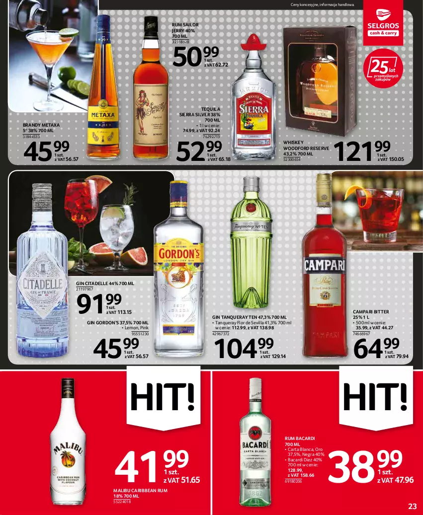 Gazetka promocyjna Selgros - Oferta spożywcza - ważna 05.05 do 18.05.2022 - strona 23 - produkty: Bacardi, Brandy, Dell, Gin, Gra, Malibu, Metaxa, Rum, Ser, Tequila, Whiskey