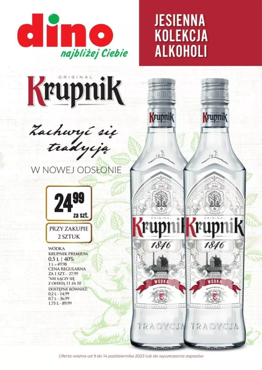 Gazetka promocyjna Dino - ważna 09.10 do 14.10.2023 - strona 1 - produkty: Gin, JBL, Krupnik, Wódka