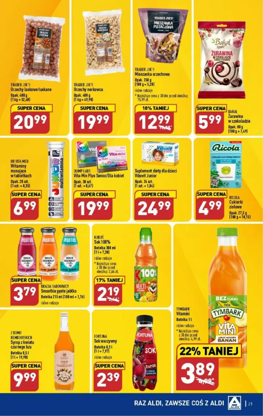 Gazetka promocyjna Aldi - ważna 30.10 do 04.11.2023 - strona 14 - produkty: Cukier, Cukierki, Dzieci, Kubuś, Mieszanka orzechowa, Mus, Smoothie, Sok, Suplement diety, Tablet, Tymbark, Vita-Min