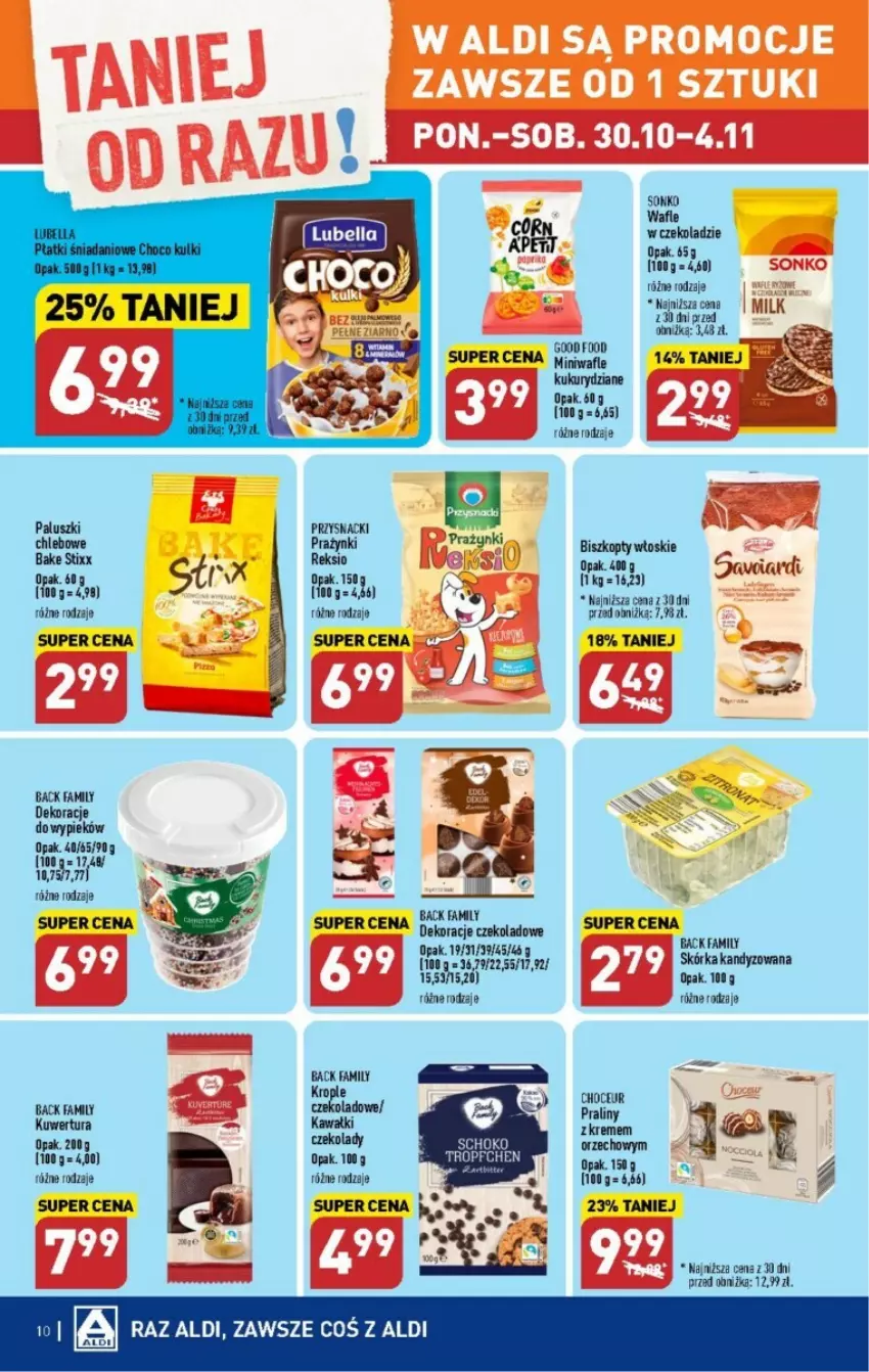 Gazetka promocyjna Aldi - ważna 30.10 do 04.11.2023 - strona 2 - produkty: Biszkopty, Chleb, Fa, Kawa, Praliny, Przysnacki, Sonko, Wafle