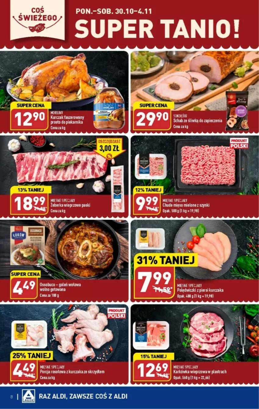 Gazetka promocyjna Aldi - ważna 30.10 do 04.11.2023 - strona 38 - produkty: Fa, Karkówka wieprzowa, Kurczak, Mięsne specjały, Morliny, Piekarnik, Por