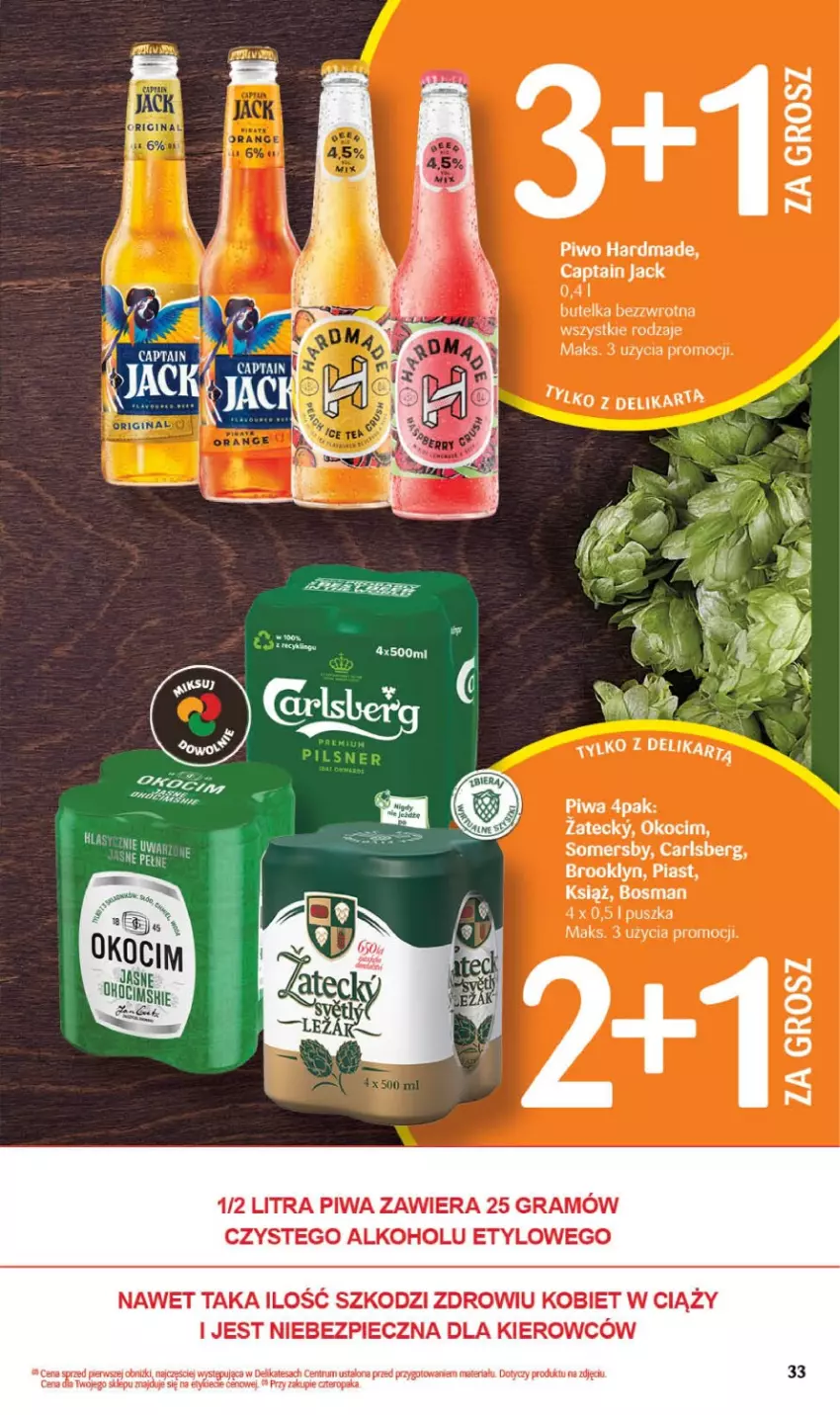 Gazetka promocyjna Delikatesy Centrum - Gazetka DC09 - ważna 02.03 do 08.03.2023 - strona 33 - produkty: Captain Jack, Carlsberg, Fa, Gra, Koc, Okocim, Piast, Piec, Piwa, Piwo, Rum, Somersby