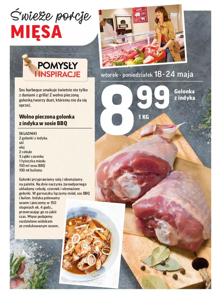 Gazetka promocyjna Intermarche - Swieżo i tanio - ważna 18.05 do 24.05.2021 - strona 10 - produkty: Bulion, Czosnek, Golonka z indyka, Grill, Lion, Mięso, Miód, Olej, Piec, Por, Sól, Sos, Top