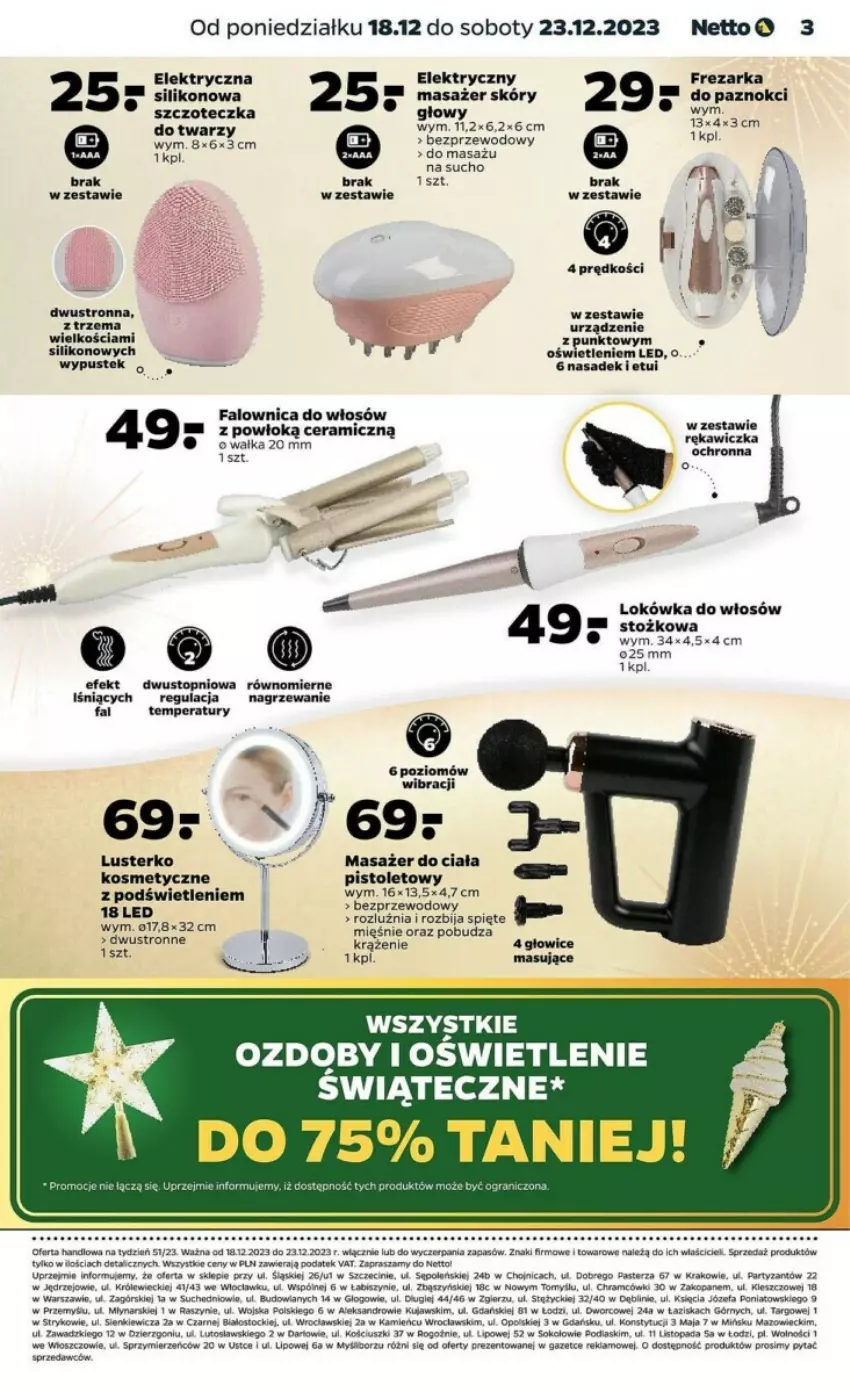 Gazetka promocyjna Netto - ważna 18.12 do 23.12.2023 - strona 3 - produkty: Fa, Frezarka, Gra, Kujawski, Lokówka, Mars, Masażer, Mus, Pistolet, Podlaski, Sok, Stock, Szczoteczka, Top