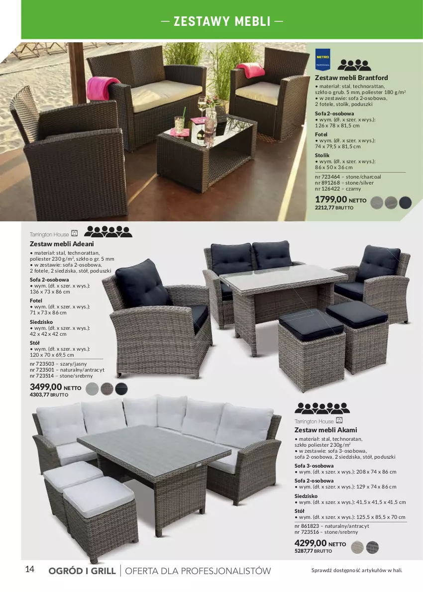 Gazetka promocyjna Makro - Meble i grille. Oferta dla profesjonalistów - ważna 13.03 do 31.08.2023 - strona 14 - produkty: Fa, Fotel, Siedzisko, Sofa, Sofa 2-osobowa, Sofa 3-osobowa, Stół, Stolik