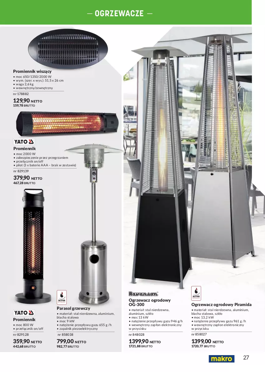 Gazetka promocyjna Makro - Meble i grille. Oferta dla profesjonalistów - ważna 13.03 do 31.08.2023 - strona 27 - produkty: Parasol, Piec, Waga