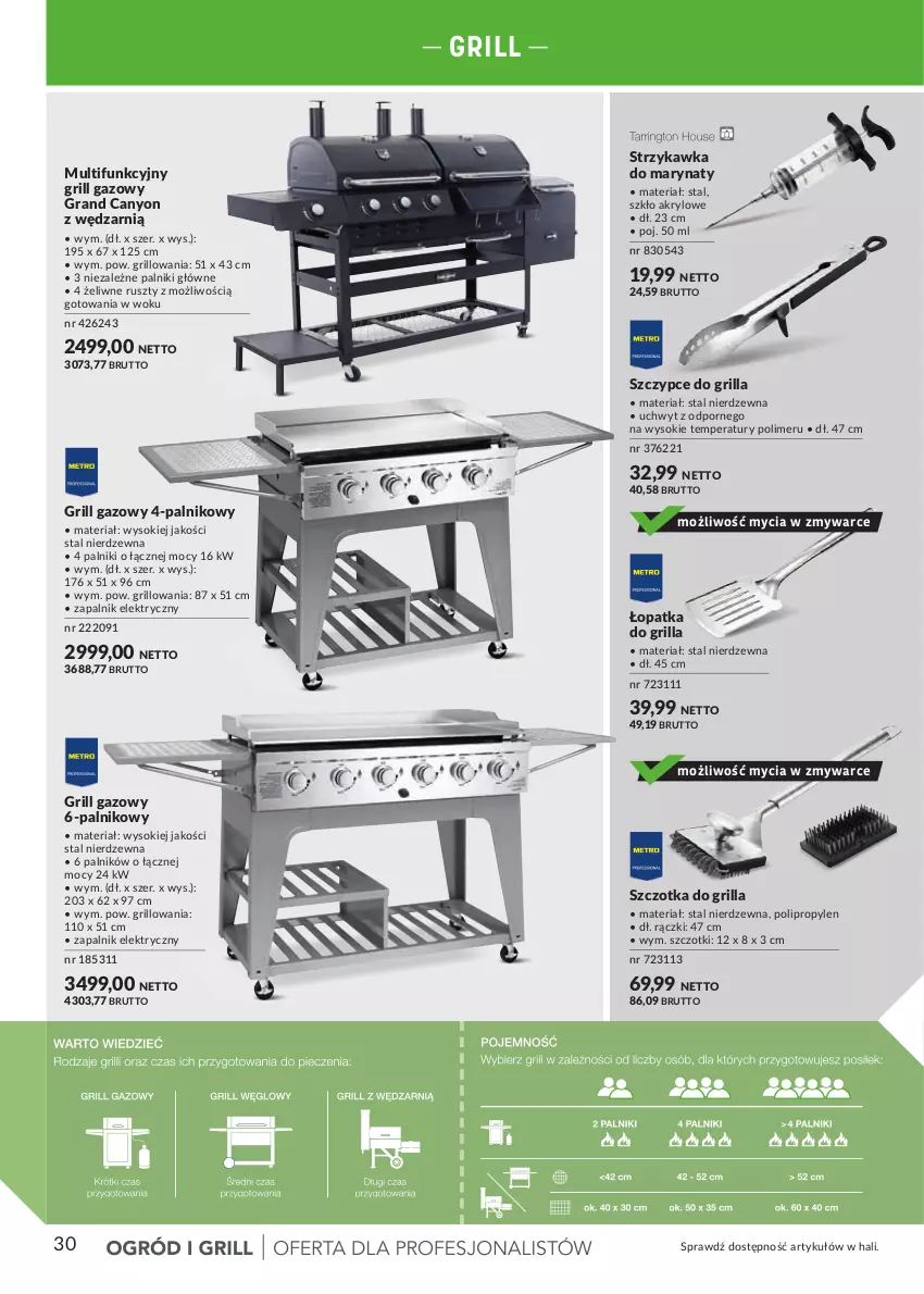 Gazetka promocyjna Makro - Meble i grille. Oferta dla profesjonalistów - ważna 13.03 do 31.08.2023 - strona 30 - produkty: Gra, Grill, Grill gazowy, Por, Sok, Szczotka, Szczypce