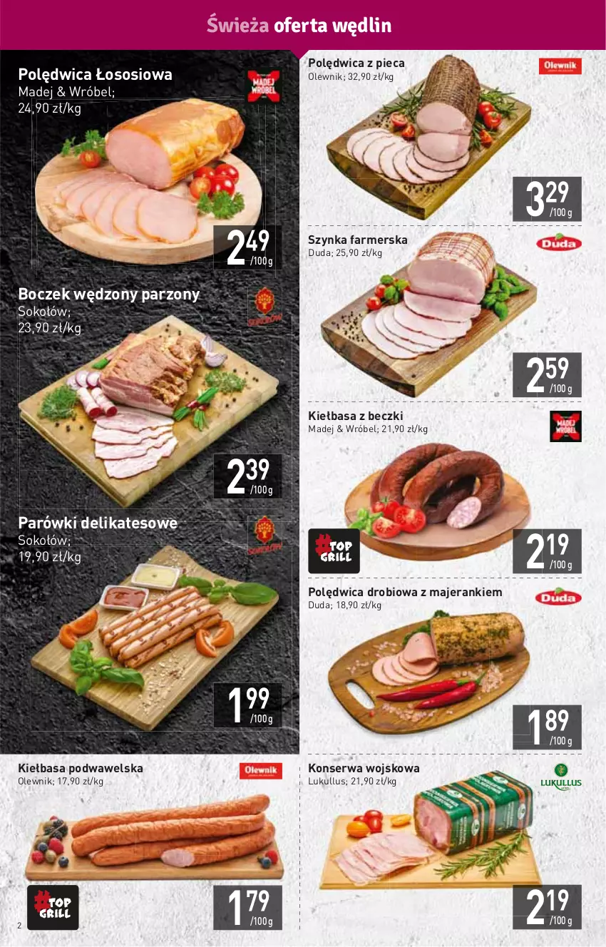 Gazetka promocyjna Stokrotka - Market - ważna 15.06 do 22.06.2022 - strona 2 - produkty: Boczek, Duda, Fa, HP, Kiełbasa, Kiełbasa podwawelska, Olewnik, Parówki, Piec, Polędwica, Ser, Sok, Sokołów, Sos, Szynka, Szynka farmerska, Wawel