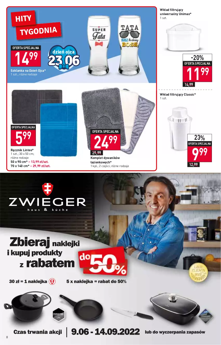 Gazetka promocyjna Stokrotka - Market - ważna 15.06 do 22.06.2022 - strona 8 - produkty: Dywan, Dywanik, Ręcznik, Szklanka, Wkład filtrujący