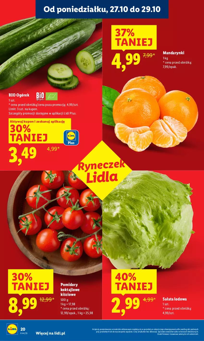 Gazetka promocyjna Lidl - GAZETKA - ważna 27.10 do 29.10.2025 - strona 22 - produkty: Mandarynki, Ogórek, Pomidory, Sałat, Sałata lodowa