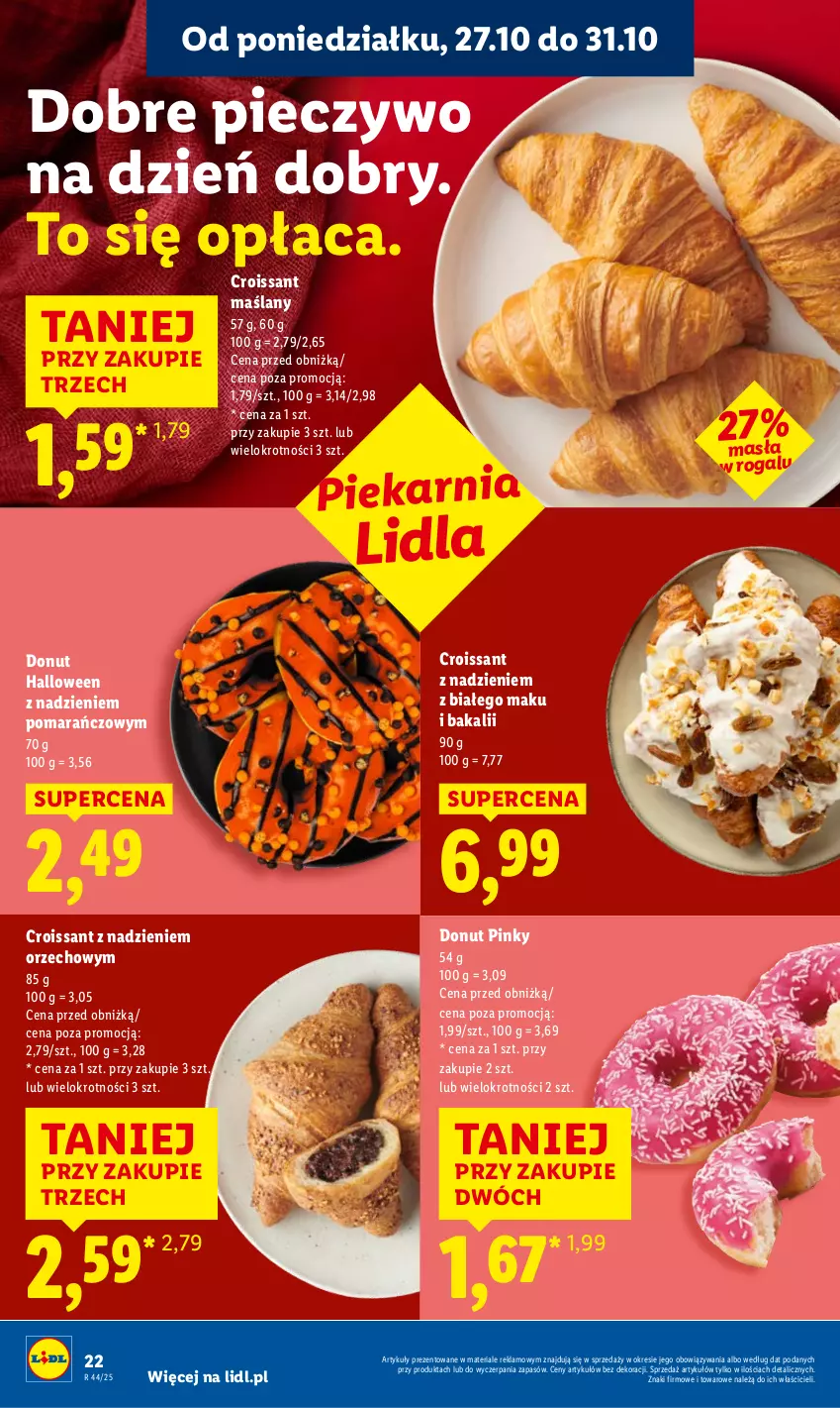 Gazetka promocyjna Lidl - GAZETKA - ważna 27.10 do 29.10.2025 - strona 26 - produkty: Croissant, Donut, Piec, Pieczywo, Rogal