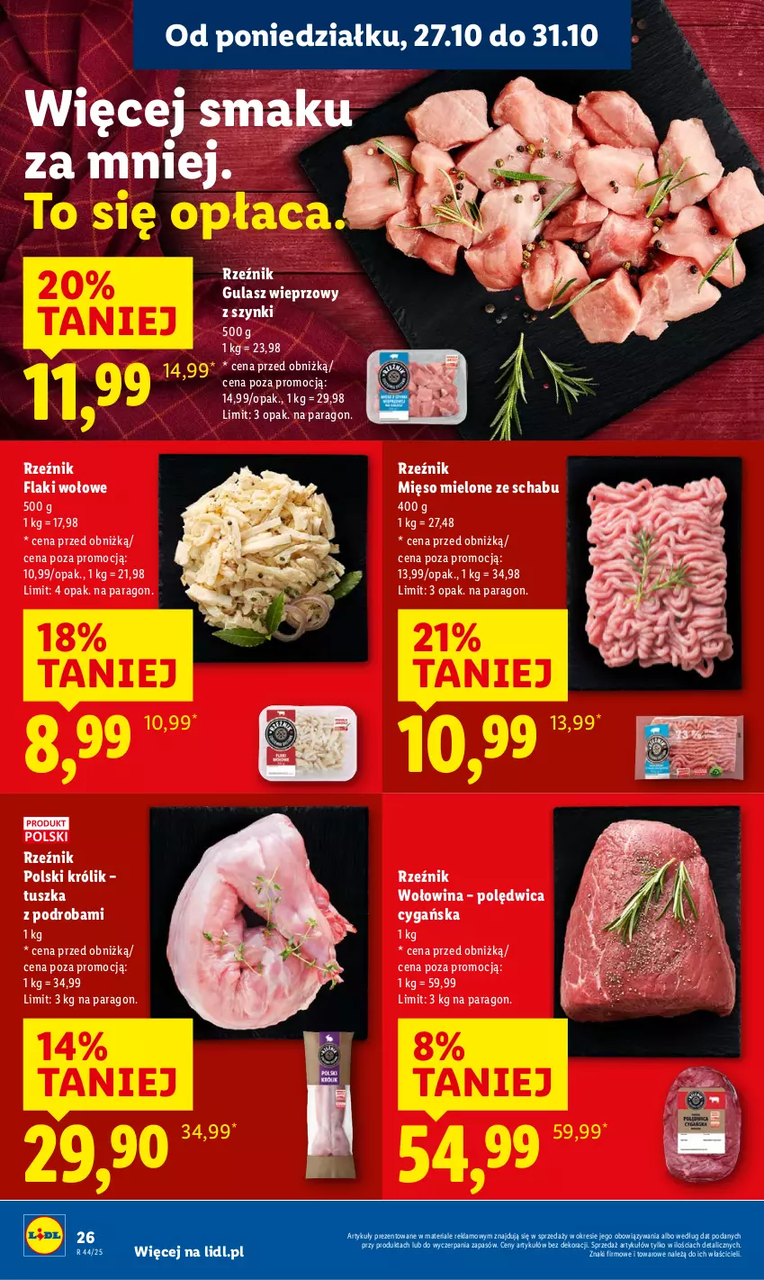 Gazetka promocyjna Lidl - GAZETKA - ważna 27.10 do 29.10.2025 - strona 30 - produkty: Flaki, Flaki wołowe, Królik, Mięso, Mięso mielone, Polędwica, Tusz, Wołowina