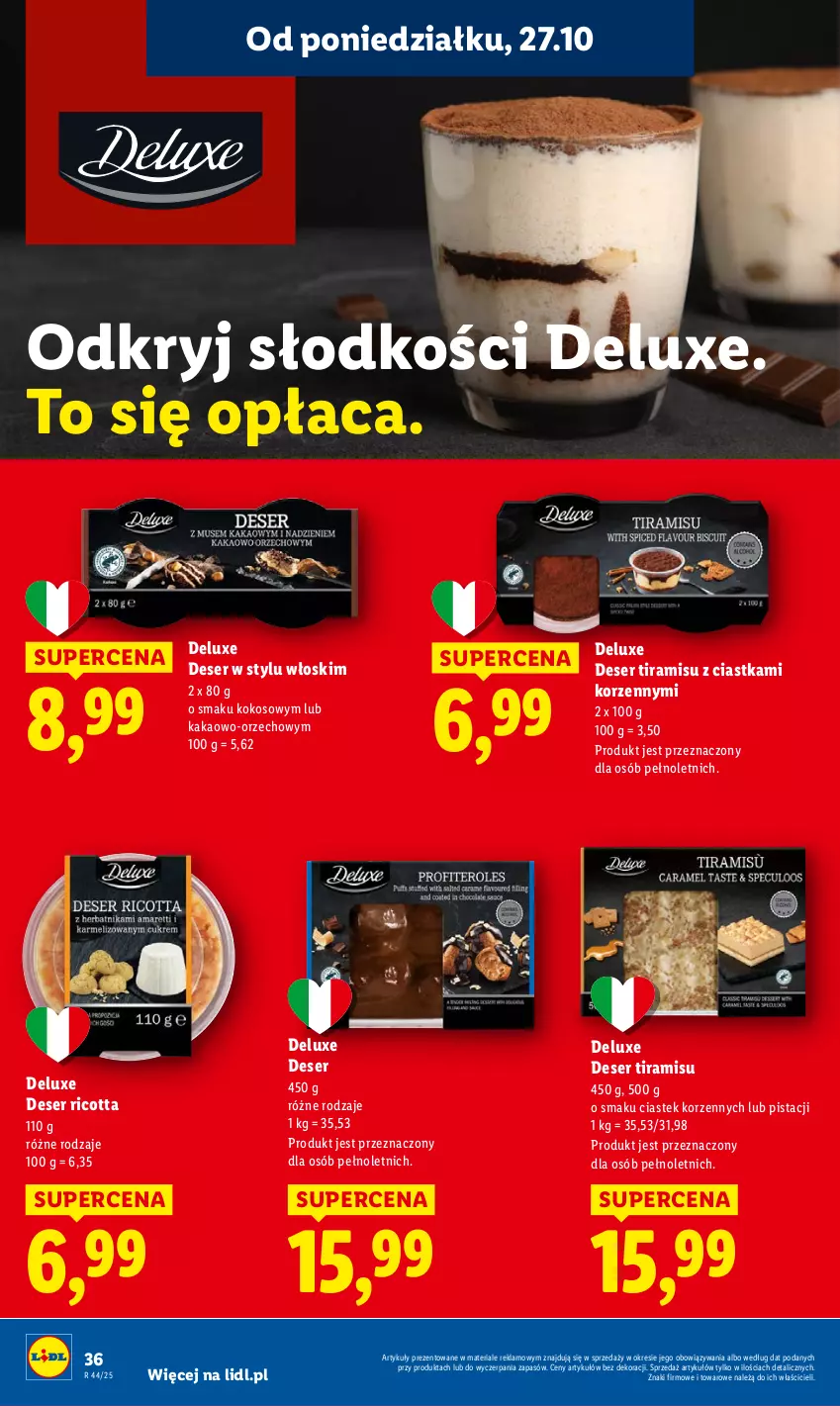 Gazetka promocyjna Lidl - GAZETKA - ważna 27.10 do 29.10.2025 - strona 40 - produkty: Ciastka, Deser, Kakao, Kokos, Ricotta, Ser, Stek