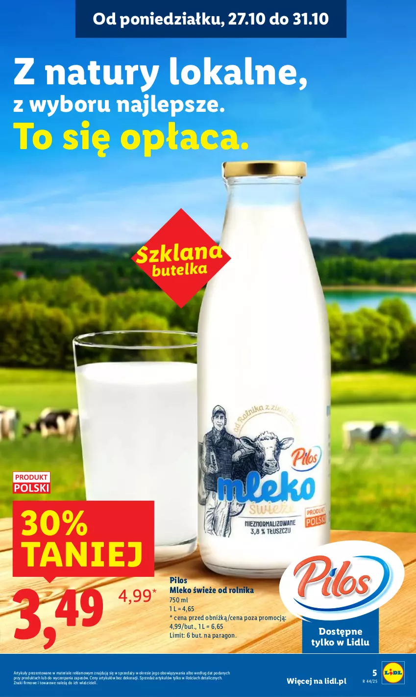 Gazetka promocyjna Lidl - GAZETKA - ważna 27.10 do 29.10.2025 - strona 5 - produkty: Mleko, Pilos, Rolnik