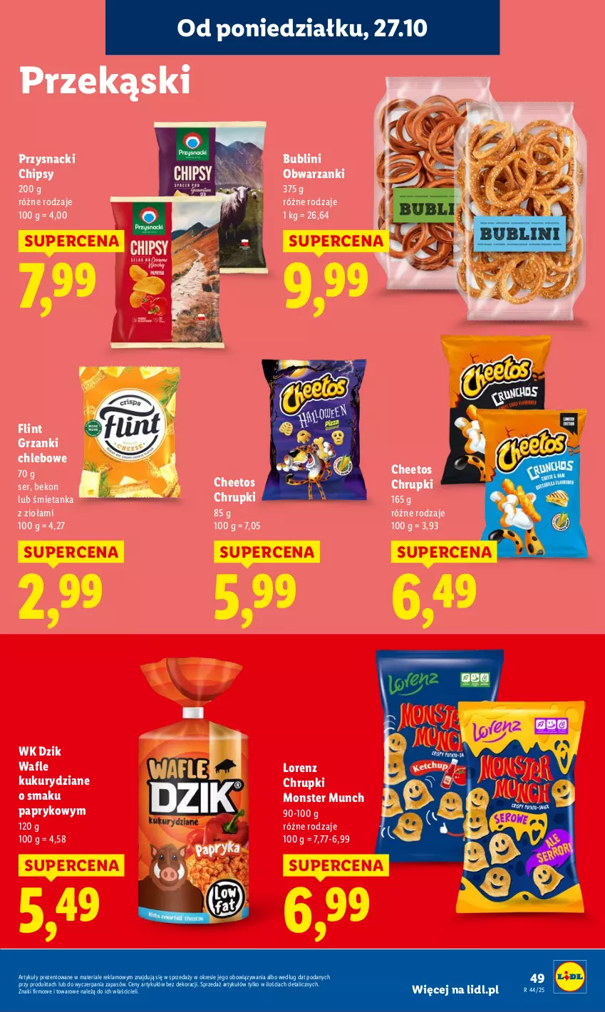 Gazetka promocyjna Lidl - GAZETKA - ważna 27.10 do 29.10.2025 - strona 53 - produkty: Beko, Cheetos, Chipsy, Chleb, Chrupki, Lorenz, Monster Munch, Przysnacki, Ser, Wafle
