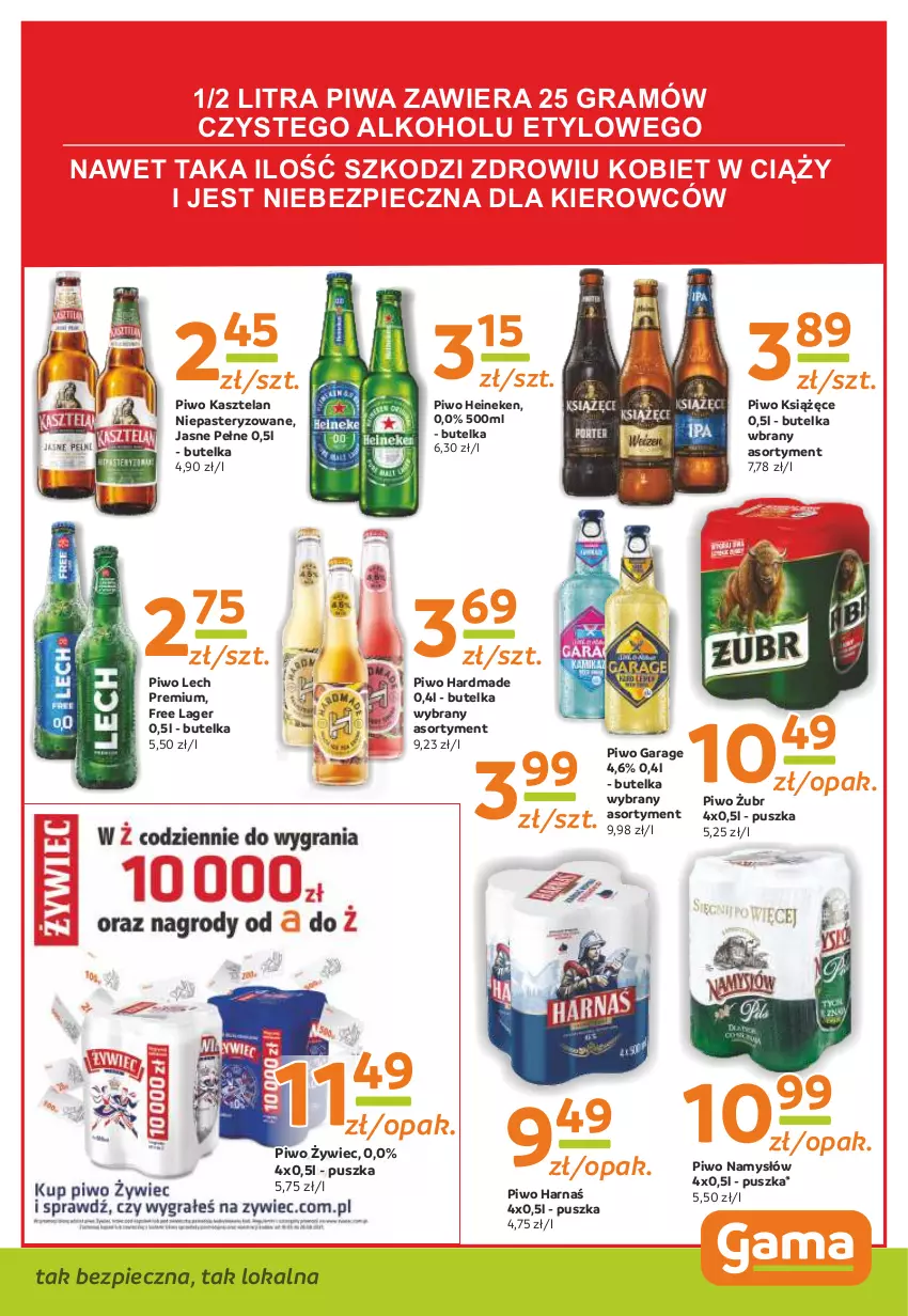 Gazetka promocyjna Gama - Gazetka Gama - ważna 19.08 do 30.08.2021 - strona 11 - produkty: Gra, Harnaś, Heineken, Kasztelan, Książęce, Lech Premium, Namysłów, Piec, Piwa, Piwo