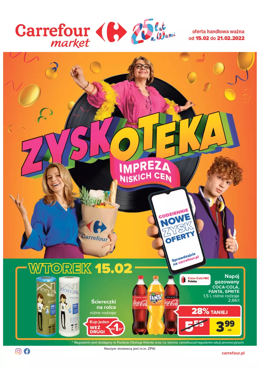 Gazetka promocyjna Carrefour - Gazetka Market Zyskoteka - ważna 15.02 do 21.02.2022 - strona 1 - produkty: Coca-Cola, Napój