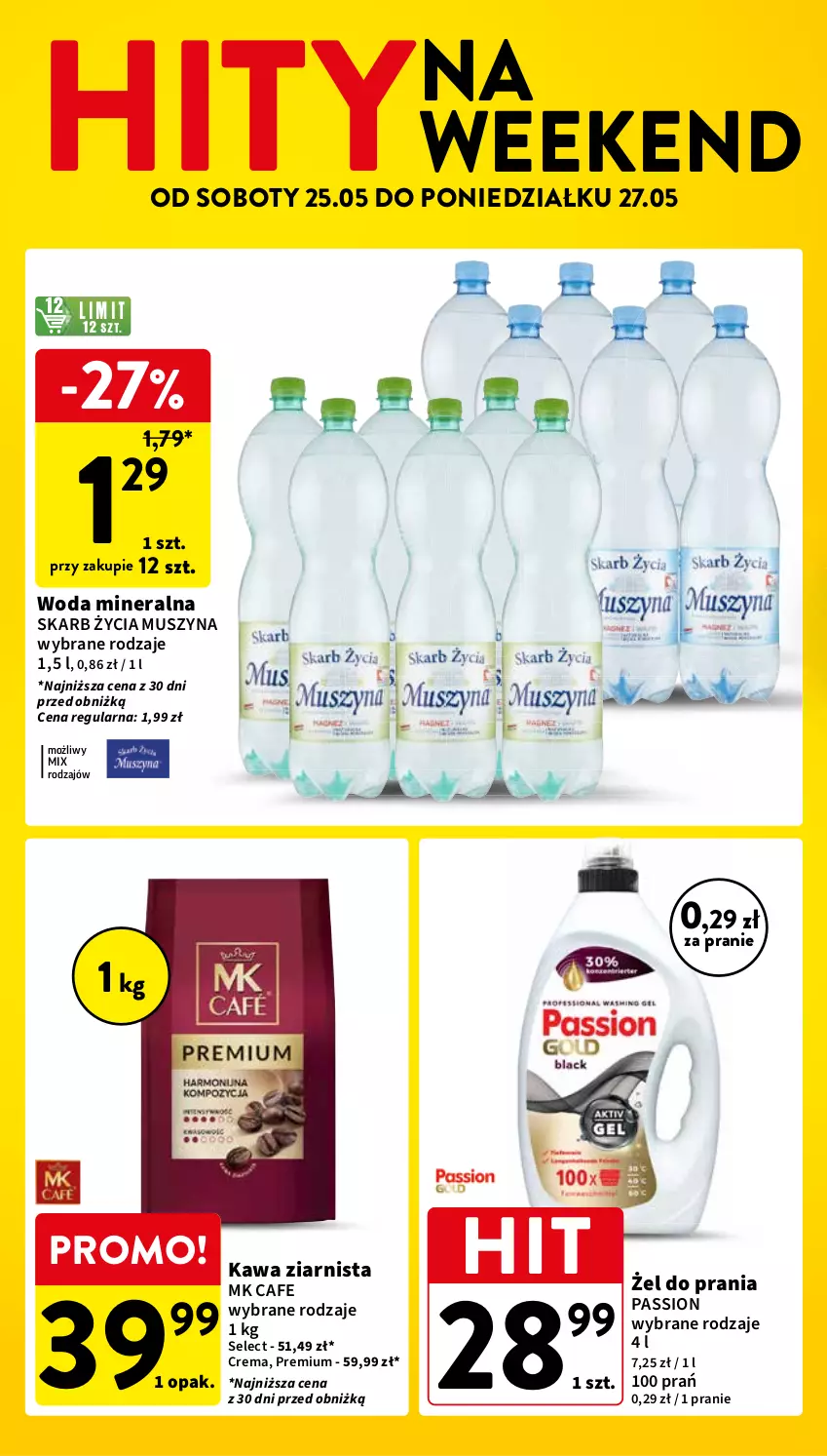 Gazetka promocyjna Intermarche - Gazetka Intermarche - ważna 23.05 do 27.05.2024 - strona 16 - produkty: Kawa, Kawa ziarnista, Mus, Szyna, Woda, Woda mineralna