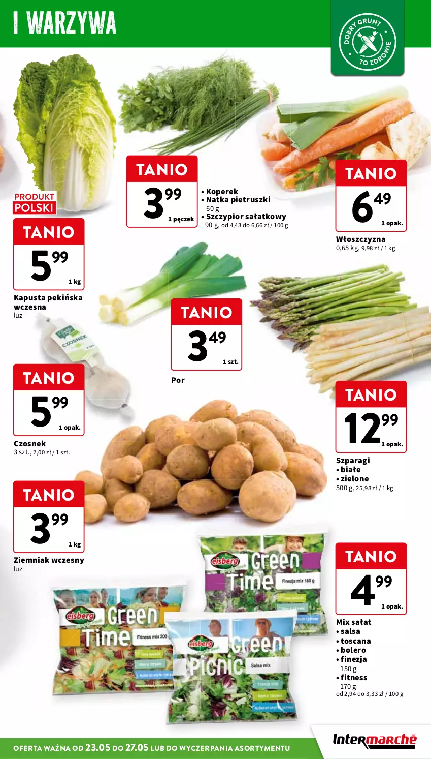 Gazetka promocyjna Intermarche - Gazetka Intermarche - ważna 23.05 do 27.05.2024 - strona 19 - produkty: Czosnek, Natka pietruszki, Por, Sałat, Salsa, Warzywa