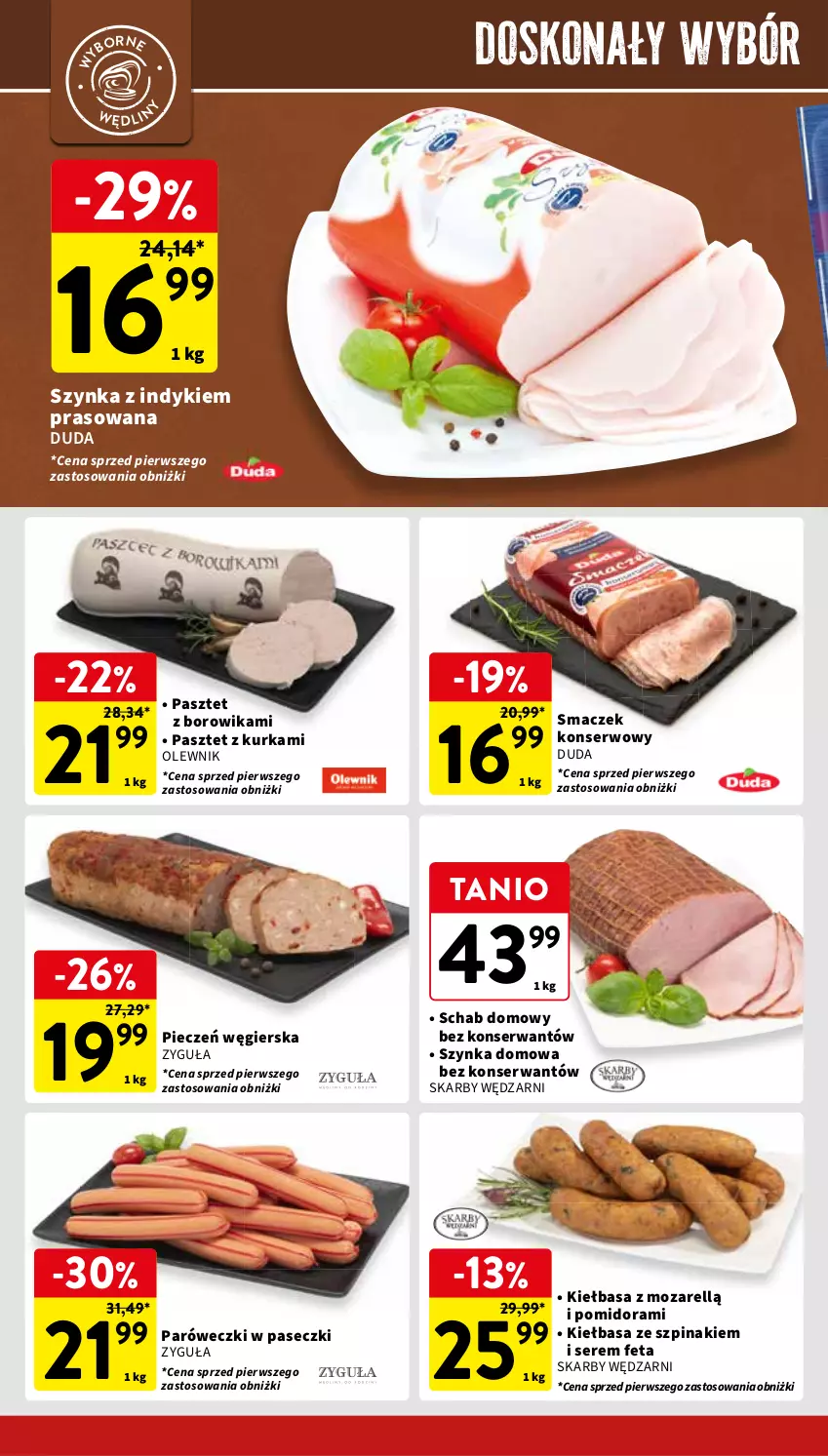 Gazetka promocyjna Intermarche - Gazetka Intermarche - ważna 23.05 do 27.05.2024 - strona 22 - produkty: Duda, Feta, Kiełbasa, Olewnik, Pasztet, Piec, Ser, Szpinak, Szynka