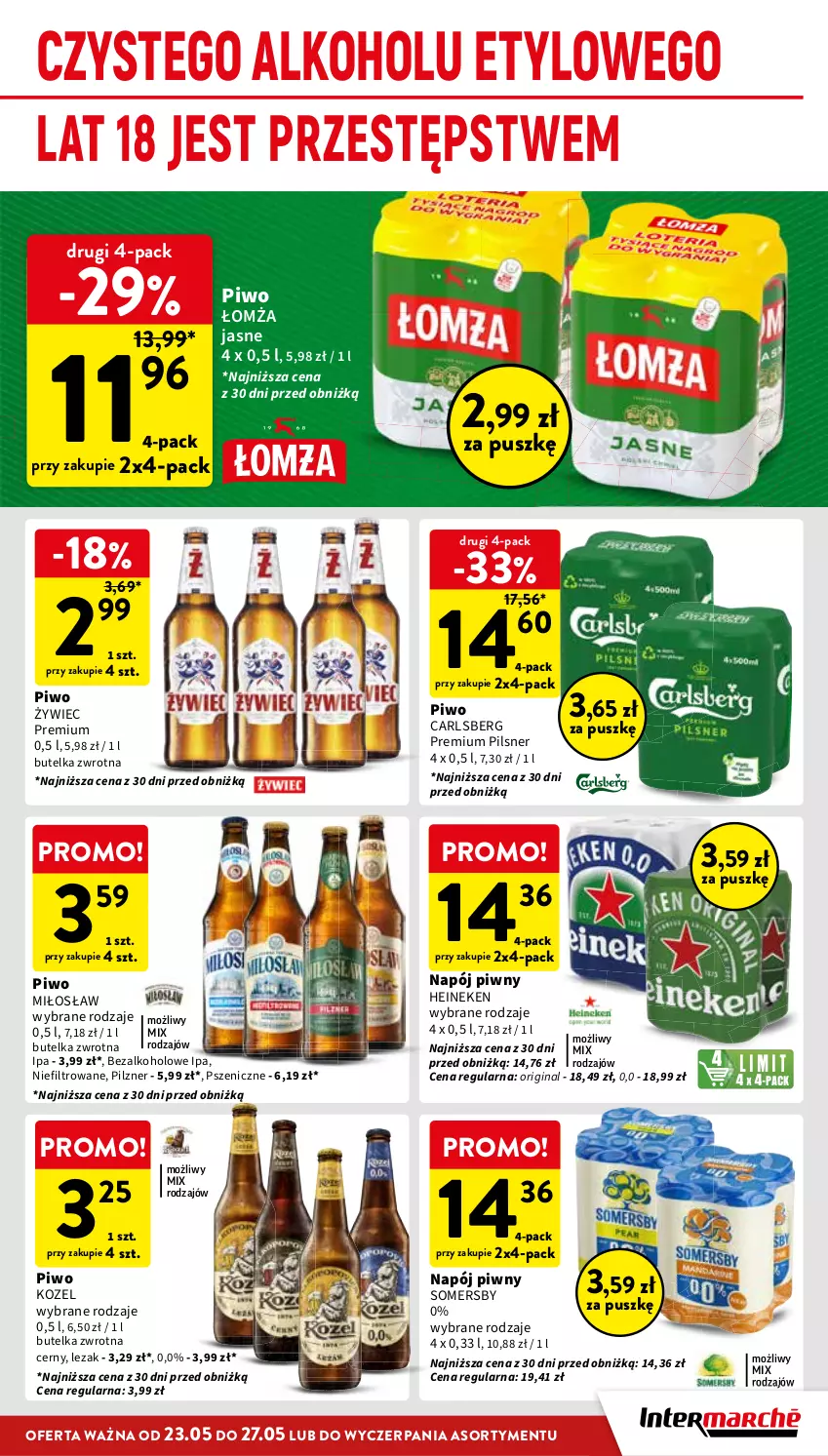 Gazetka promocyjna Intermarche - Gazetka Intermarche - ważna 23.05 do 27.05.2024 - strona 37 - produkty: Carlsberg, Gin, Heineken, Kozel, Napój, Piwo, Somersby