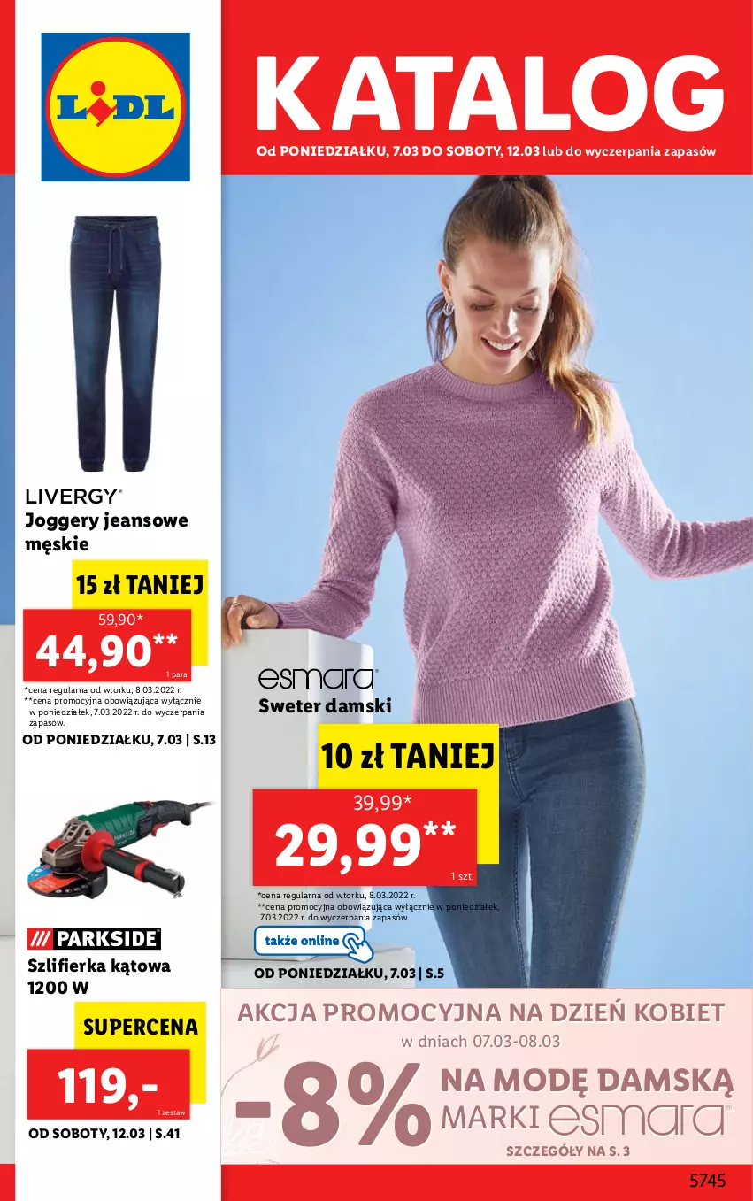 Gazetka promocyjna Lidl - GAZETKA - ważna 07.03 do 12.03.2022 - strona 1 - produkty: Sweter, Szlifierka, Szlifierka kątowa