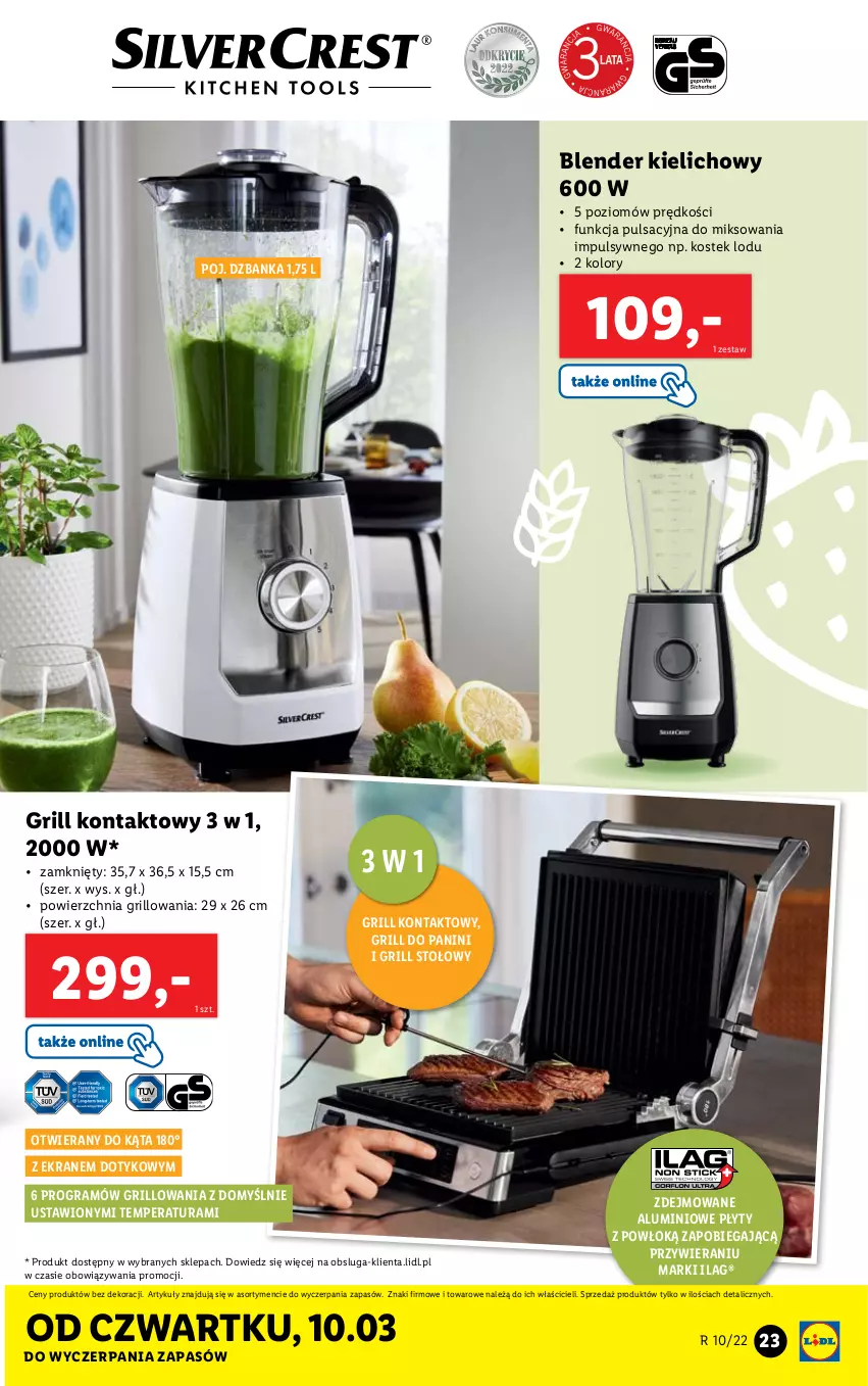 Gazetka promocyjna Lidl - GAZETKA - ważna 07.03 do 12.03.2022 - strona 23 - produkty: Blender, Gra, Grill, Grill kontaktowy, Stek