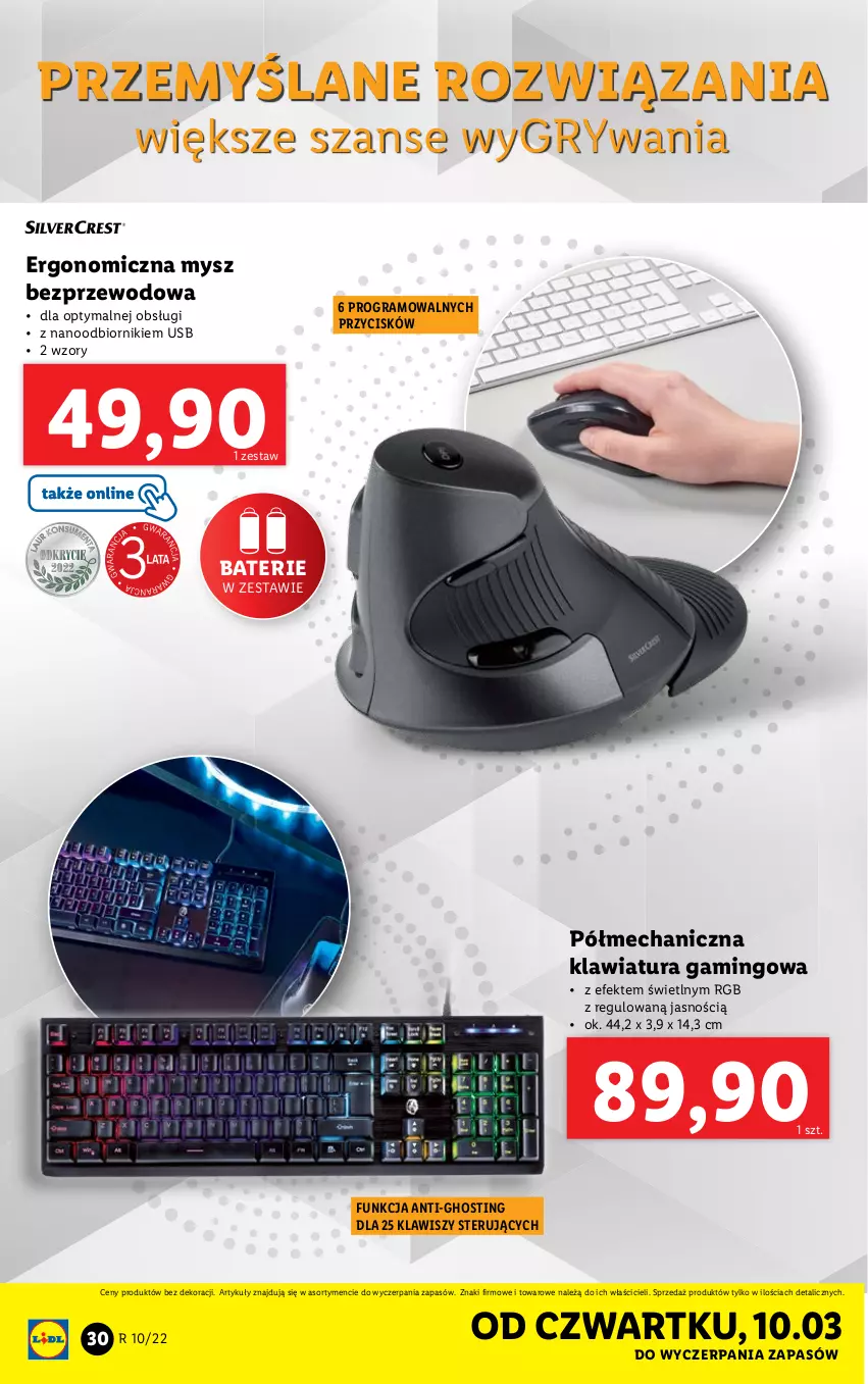 Gazetka promocyjna Lidl - GAZETKA - ważna 07.03 do 12.03.2022 - strona 30 - produkty: Gra, Gry, Klawiatura, Mysz, Mysz bezprzewodowa