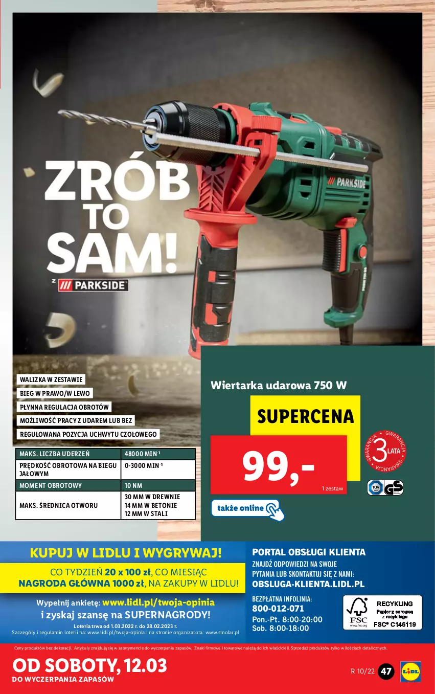 Gazetka promocyjna Lidl - GAZETKA - ważna 07.03 do 12.03.2022 - strona 47 - produkty: Gry, Mola, Tarka, Top, Walizka, Wiertarka, Wiertarka udarowa