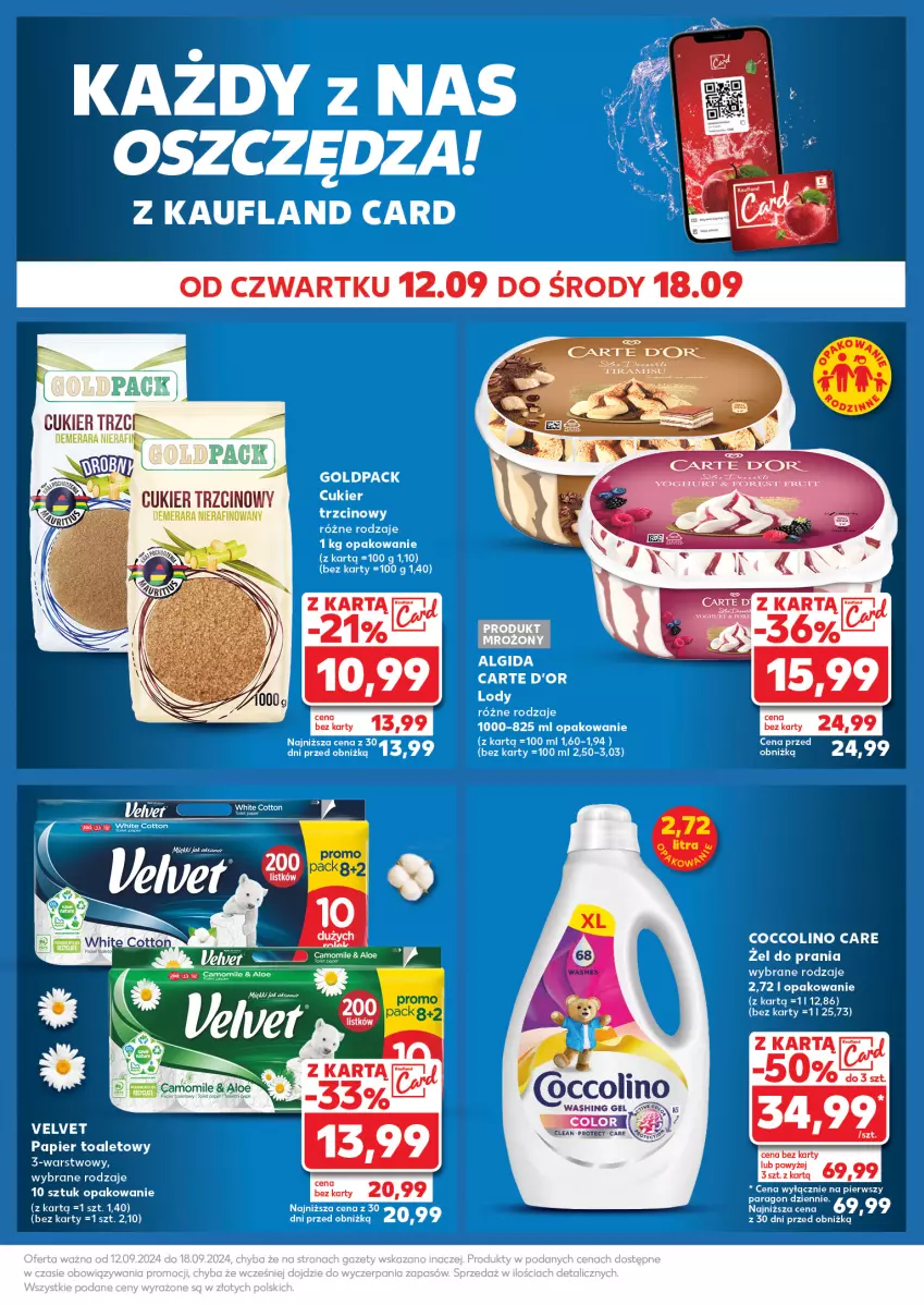 Gazetka promocyjna Kaufland - Kaufland - ważna 16.09 do 18.09.2024 - strona 33 - produkty: Algida, Carte d'Or, Coccolino, Cukier, LG, Lody, Papier, Papier toaletowy, Velvet