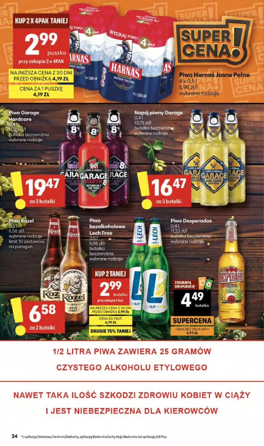 Gazetka promocyjna Delikatesy Centrum - Franczyza DC14 Czwartek - ważna 02.04 do 08.04.2026 - strona 34 - produkty: Desperados, Dron, Gra, Kozel, Napój, Olej, Piec, Piwa, Piwo, Rum
