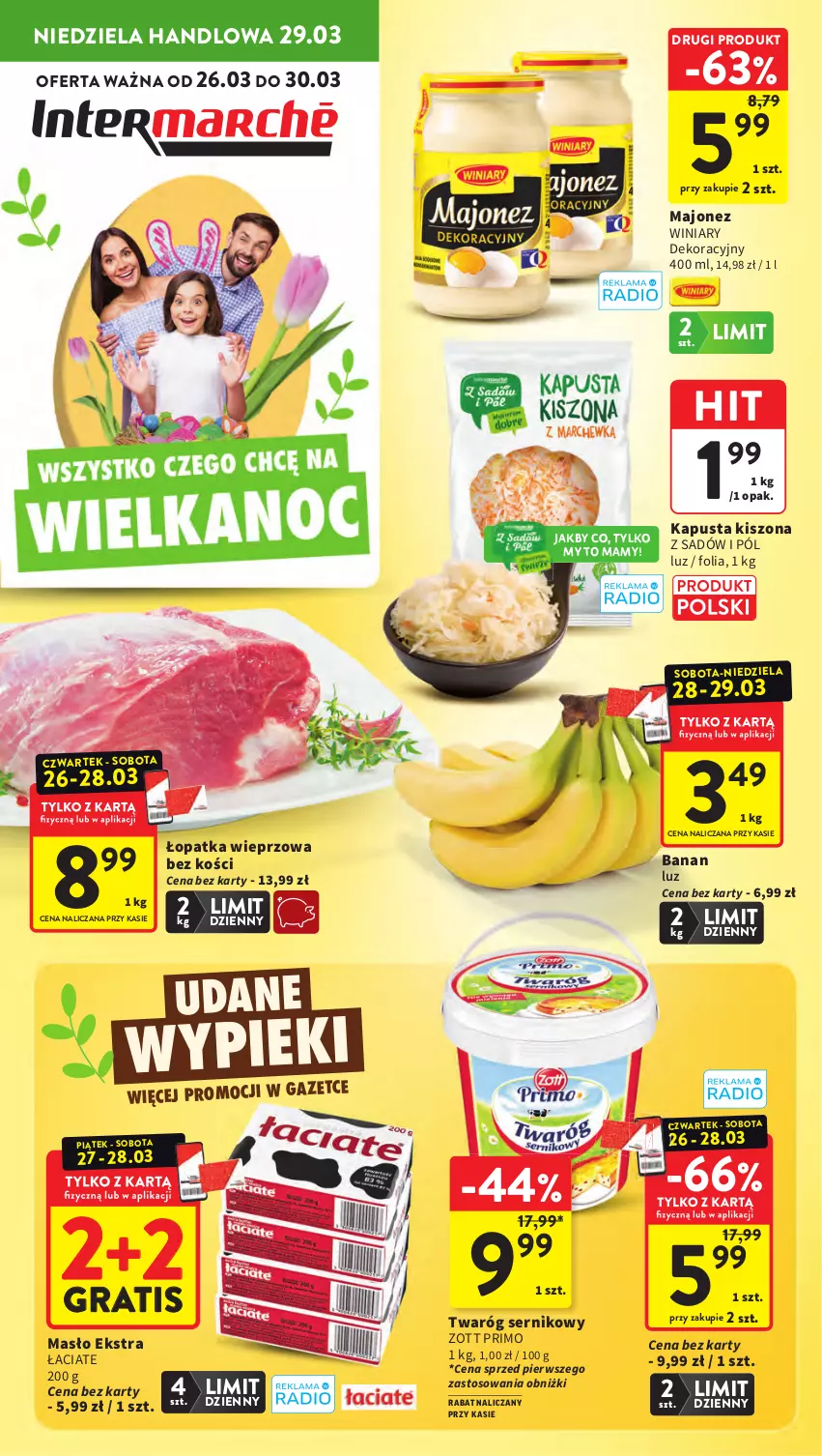 Gazetka promocyjna Intermarche - Gazetka Intermarche - ważna 26.03 do 30.03.2026 - strona 1 - produkty: Gra, Majonez, Masło, Ser, Twaróg, Winiary, Zott, Zott Primo