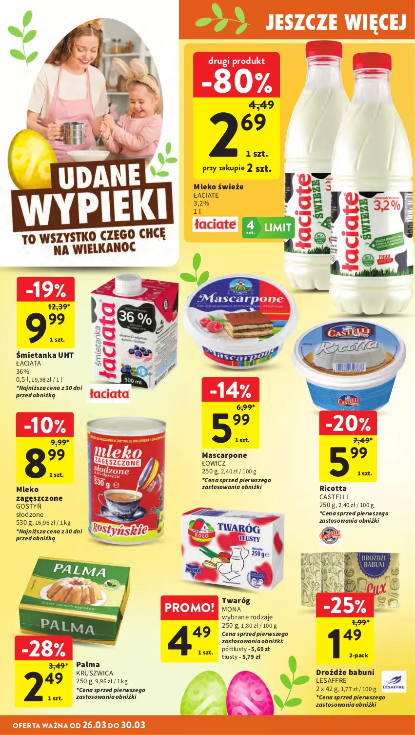 Gazetka promocyjna Intermarche - Gazetka Intermarche - ważna 26.03 do 30.03.2026 - strona 10 - produkty: Babuni, Drożdże, Mascarpone, Mleko, Mleko zagęszczone, Palma, Ricotta, Twaróg
