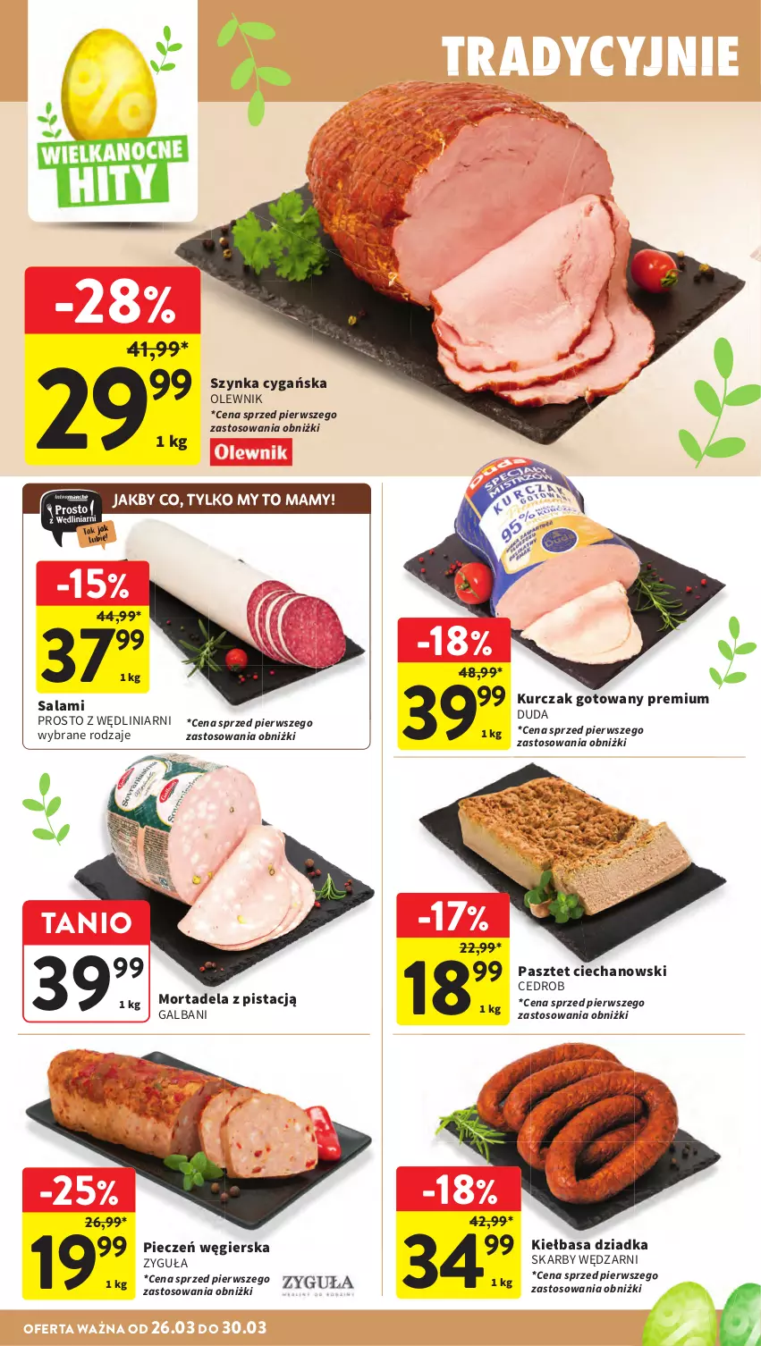 Gazetka promocyjna Intermarche - Gazetka Intermarche - ważna 26.03 do 30.03.2026 - strona 22 - produkty: Duda, Galbani, Kiełbasa, Kurczak, Kurczak gotowany, Olewnik, Pasztet, Piec, Salami, Szynka, Szynka cygańska
