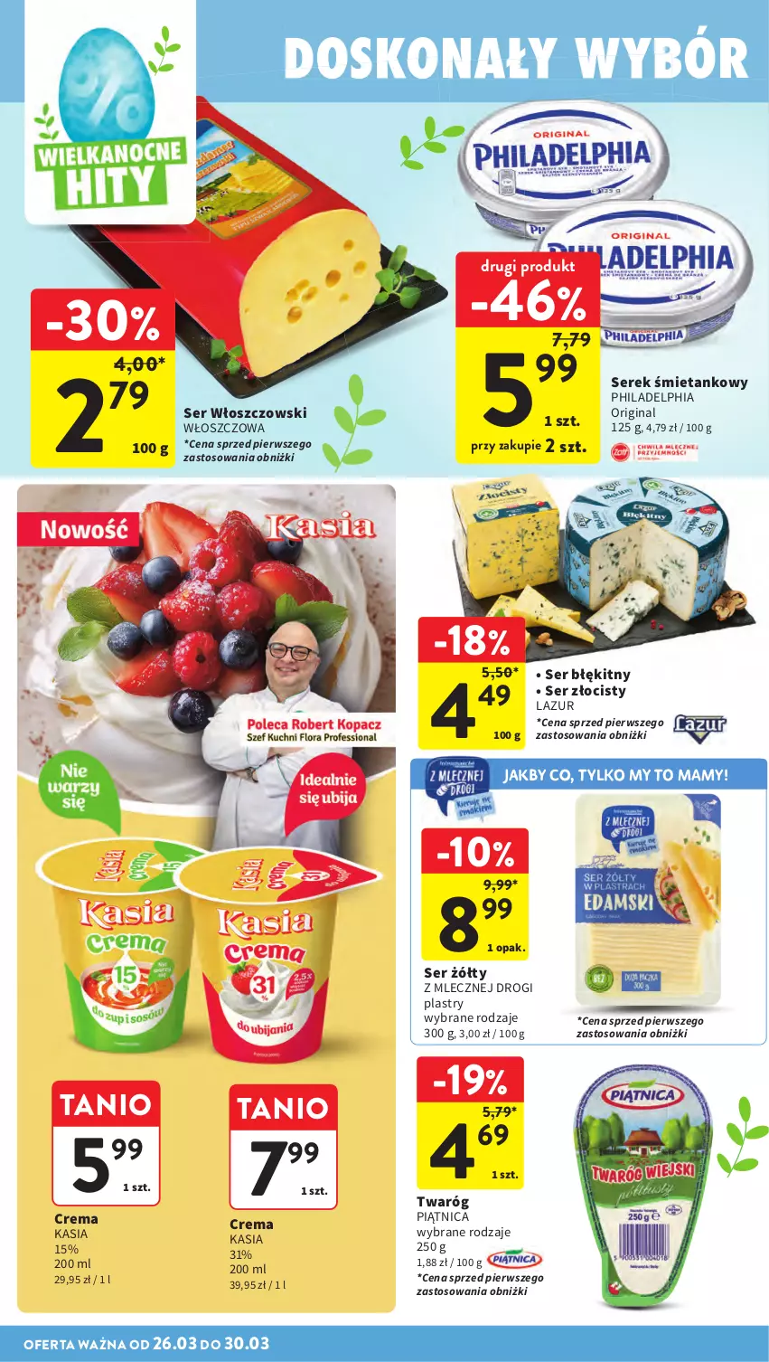 Gazetka promocyjna Intermarche - Gazetka Intermarche - ważna 26.03 do 30.03.2026 - strona 28 - produkty: Gin, Kasia, Lazur, Philadelphia, Piątnica, Ser, Serek, Twaróg, Włoszczowski