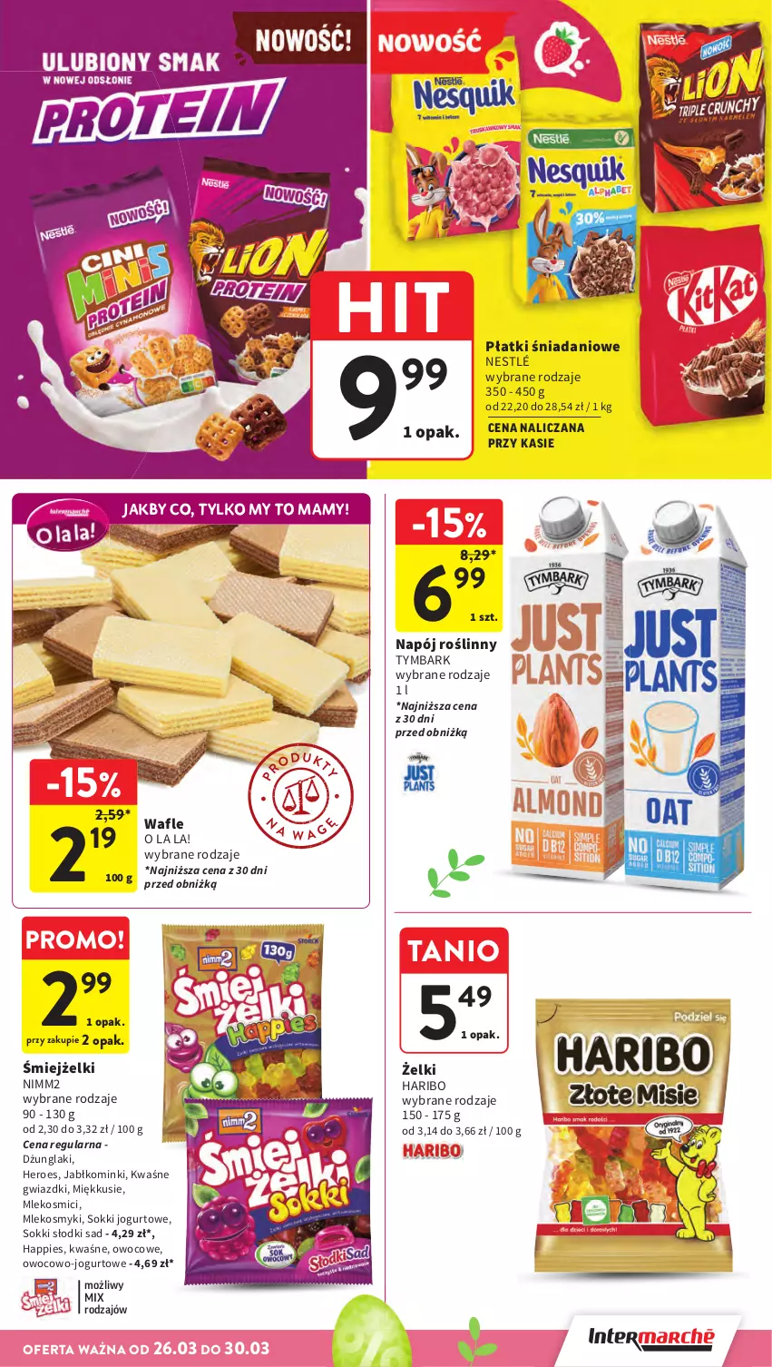 Gazetka promocyjna Intermarche - Gazetka Intermarche - ważna 26.03 do 30.03.2026 - strona 33 - produkty: Danio, Haribo, Jogurt, Mleko, Napój, Napój roślinny, Nestlé, Nimm2, Sok, Tymbark, Wafle