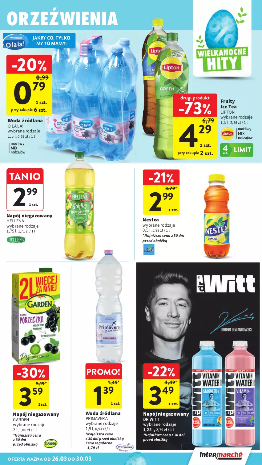Gazetka promocyjna Intermarche - Gazetka Intermarche - ważna 26.03 do 30.03.2026 - strona 39 - produkty: Hellena, Ice tea, LANA, Lipton, Napój, Napój niegazowany, Nestea, Prima, Primavera, Woda