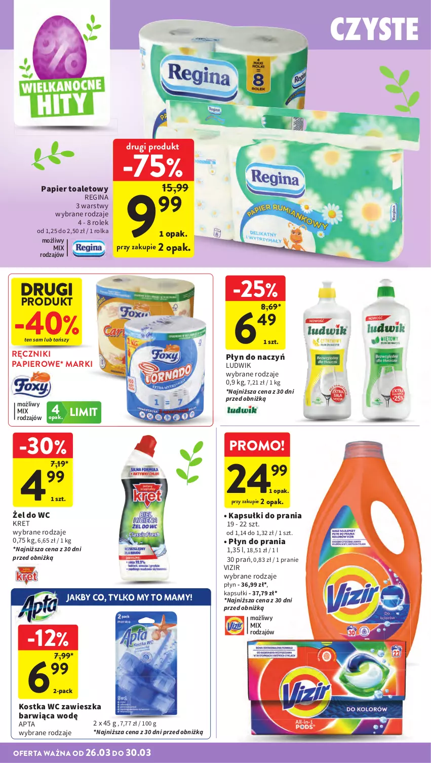 Gazetka promocyjna Intermarche - Gazetka Intermarche - ważna 26.03 do 30.03.2026 - strona 42 - produkty: Gin, Kapsułki do prania, Kret, Ludwik, Papier, Papier toaletowy, Płyn do prania, Ręcznik, Ręczniki papierowe, Vizir