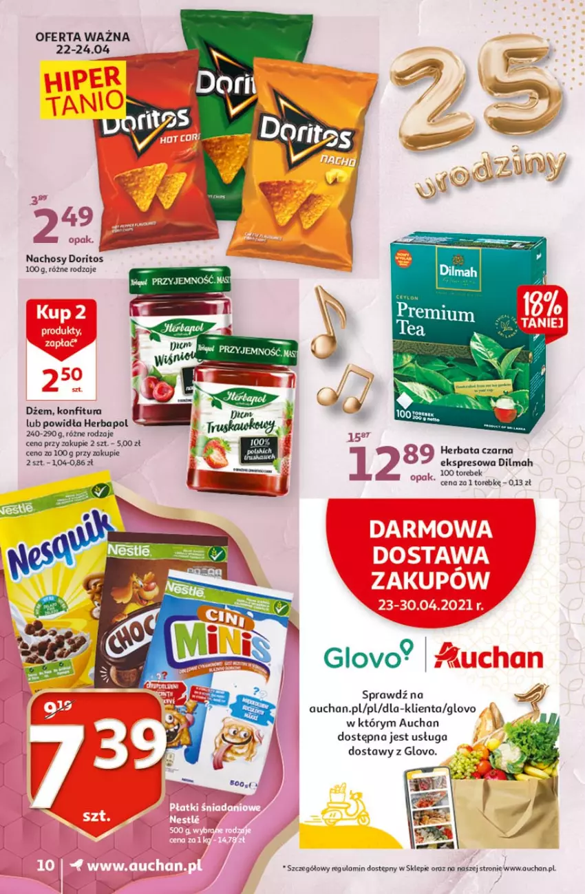 Gazetka promocyjna Auchan - 25 Urodziny #1 Supermarkety - ważna 22.04 do 28.04.2021 - strona 10 - produkty: Dilmah, Dżem, Fa, Herbapol, Herbata, Herbata czarna, Konfitura