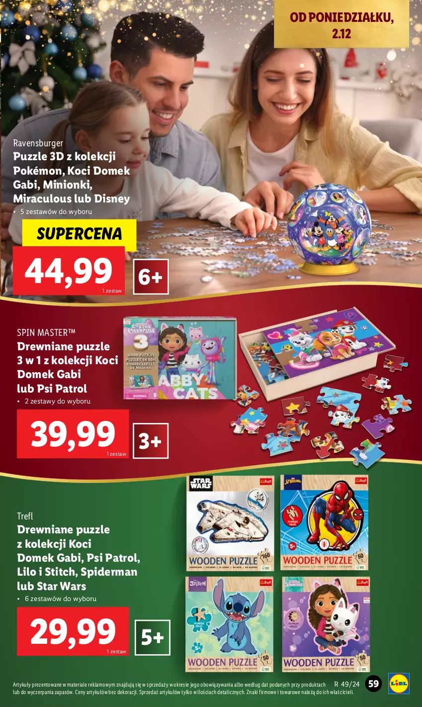 Gazetka promocyjna Lidl - KATALOG ZABAWKI - ważna 02.11 do 24.12.2024 - strona 59 - produkty: Burger, Disney, Koc, Pokémon, Psi Patrol, Puzzle, Ravensburger, Spiderman, Star Wars