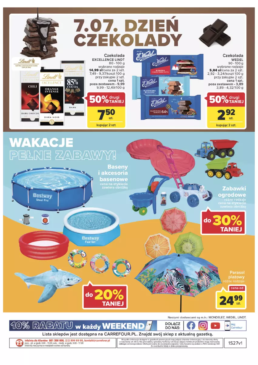 Gazetka promocyjna Carrefour - Gazetka Market Zyskoteka - ważna 05.07 do 16.07.2022 - strona 22 - produkty: Czekolada, Kosz, Lindt, O nas