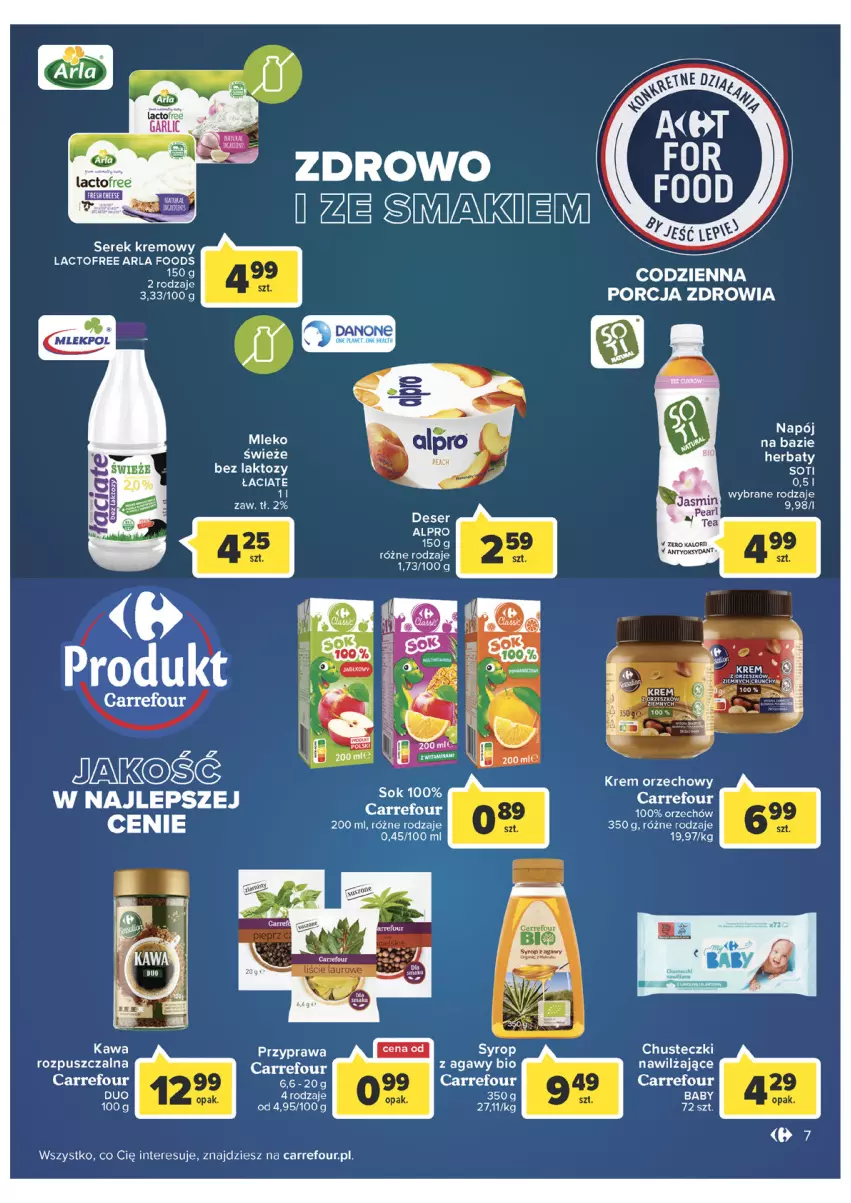 Gazetka promocyjna Carrefour - Gazetka Market Zyskoteka - ważna 05.07 do 16.07.2022 - strona 7 - produkty: Chusteczki, Danone, Kawa, Krem orzechowy, Mleko, Por, Ser, Serek, Syrop