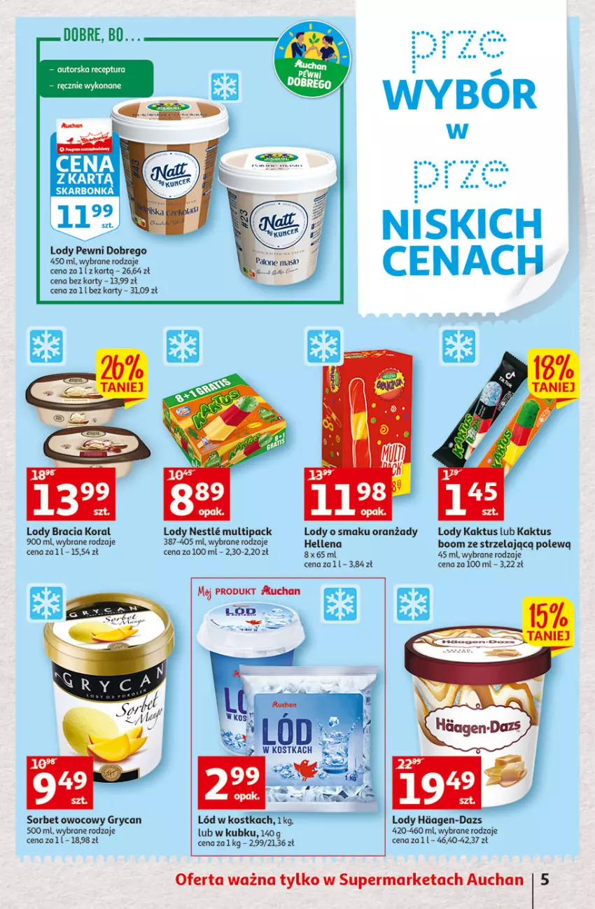 Gazetka promocyjna Auchan - Szkoła oszczędzania Temat PrzeSmaczne oferty Supermarkety - ważna 02.08 do 10.08.2022 - strona 5 - produkty: Gry, Hellena, Kaktus, Lody