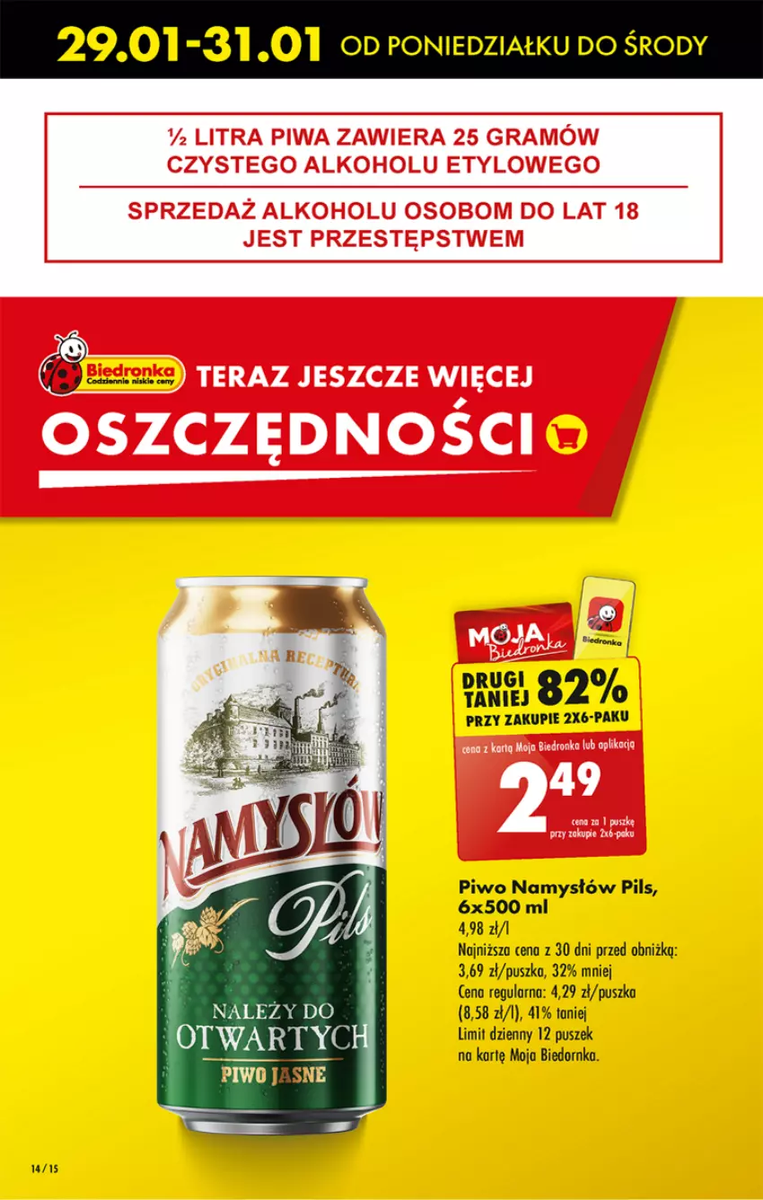 Gazetka promocyjna Biedronka - Od poniedzialku - ważna 29.01 do 03.02.2024 - strona 14 - produkty: Namysłów, Piwo