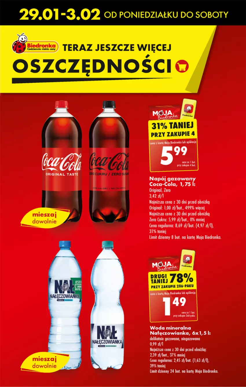 Gazetka promocyjna Biedronka - Od poniedzialku - ważna 29.01 do 03.02.2024 - strona 15 - produkty: Coca-Cola, Dron, Gin, Halo, LG, Nałęczowianka, Tera, Woda, Woda mineralna